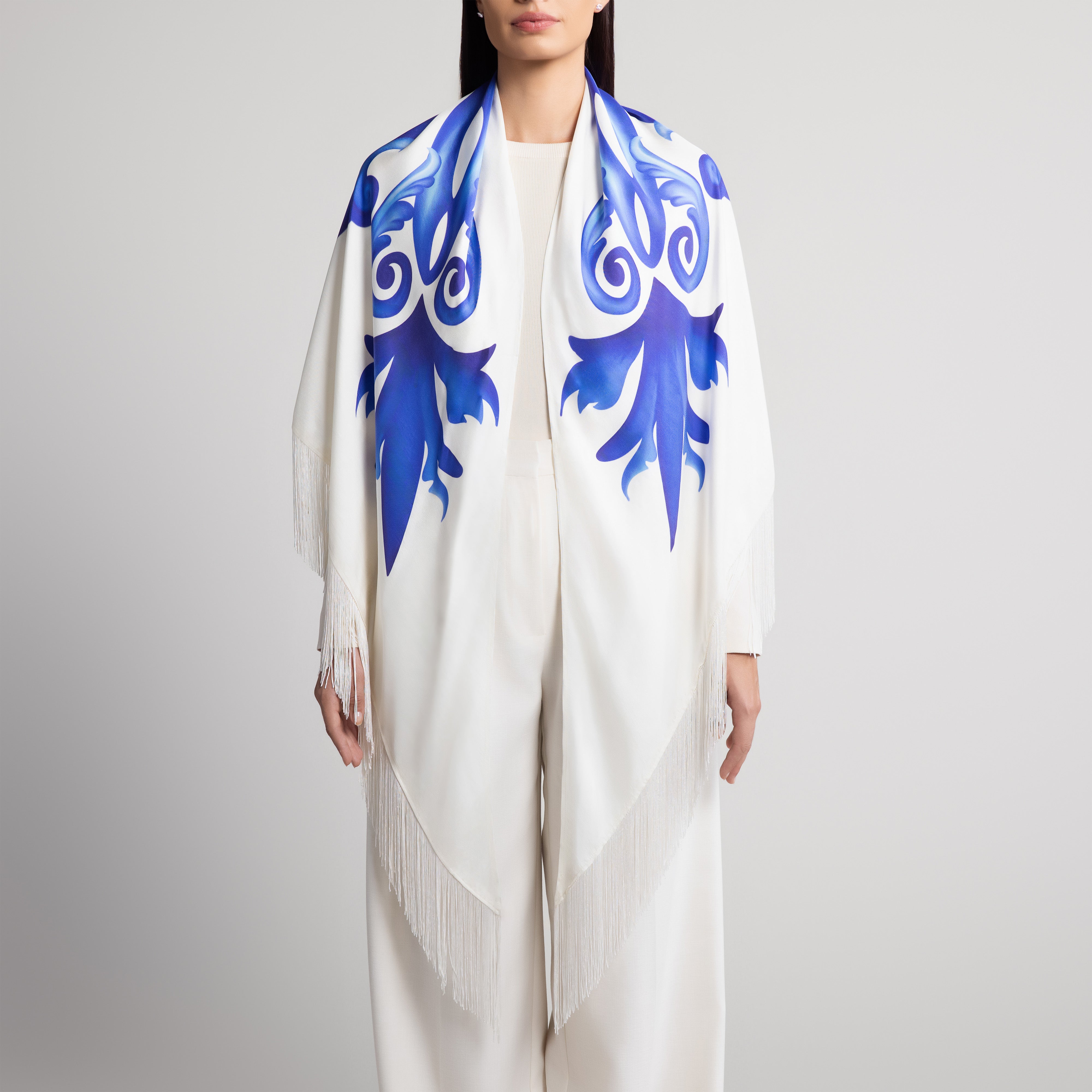Porto Silk Shawl in White
