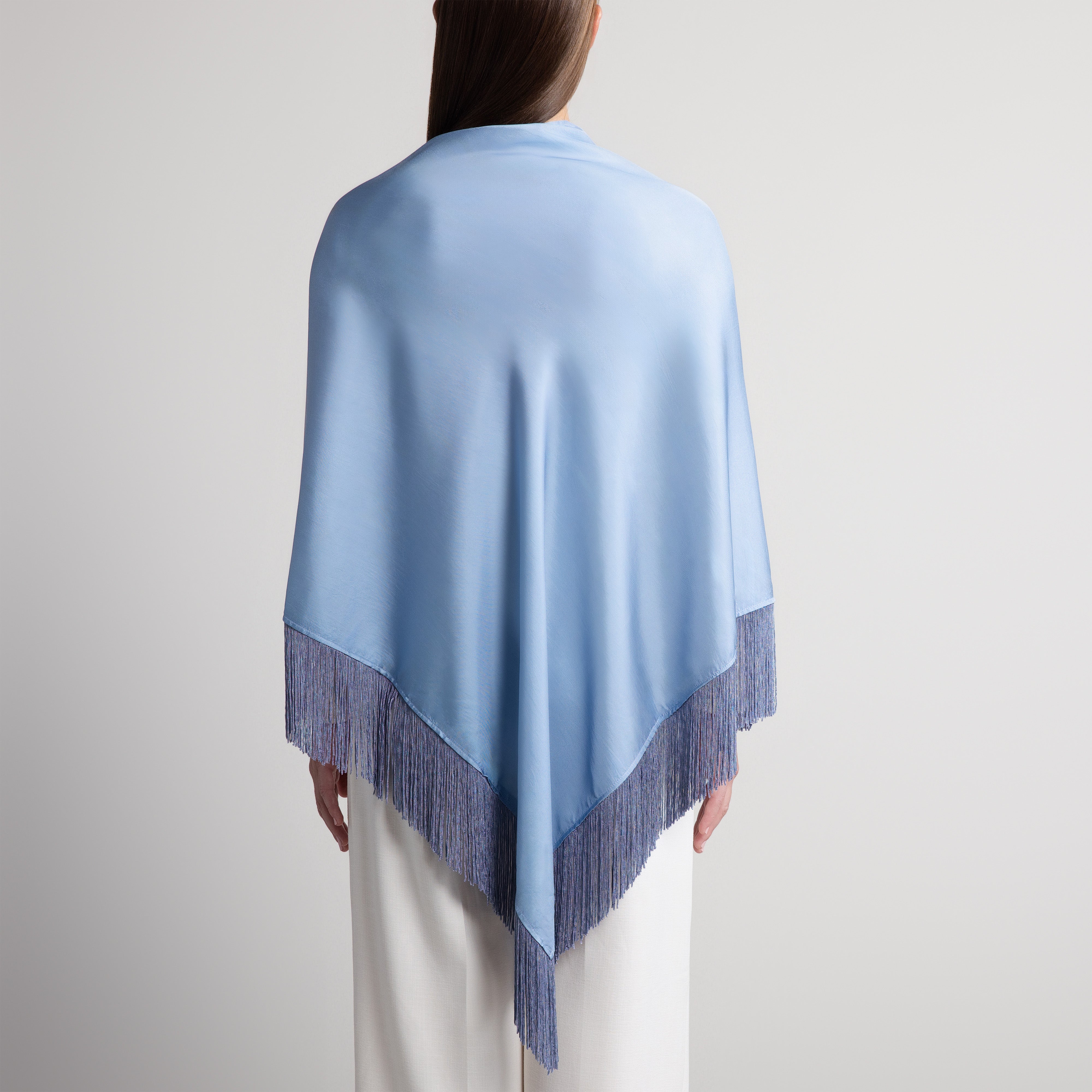 100% Silk Shawl in French Blue