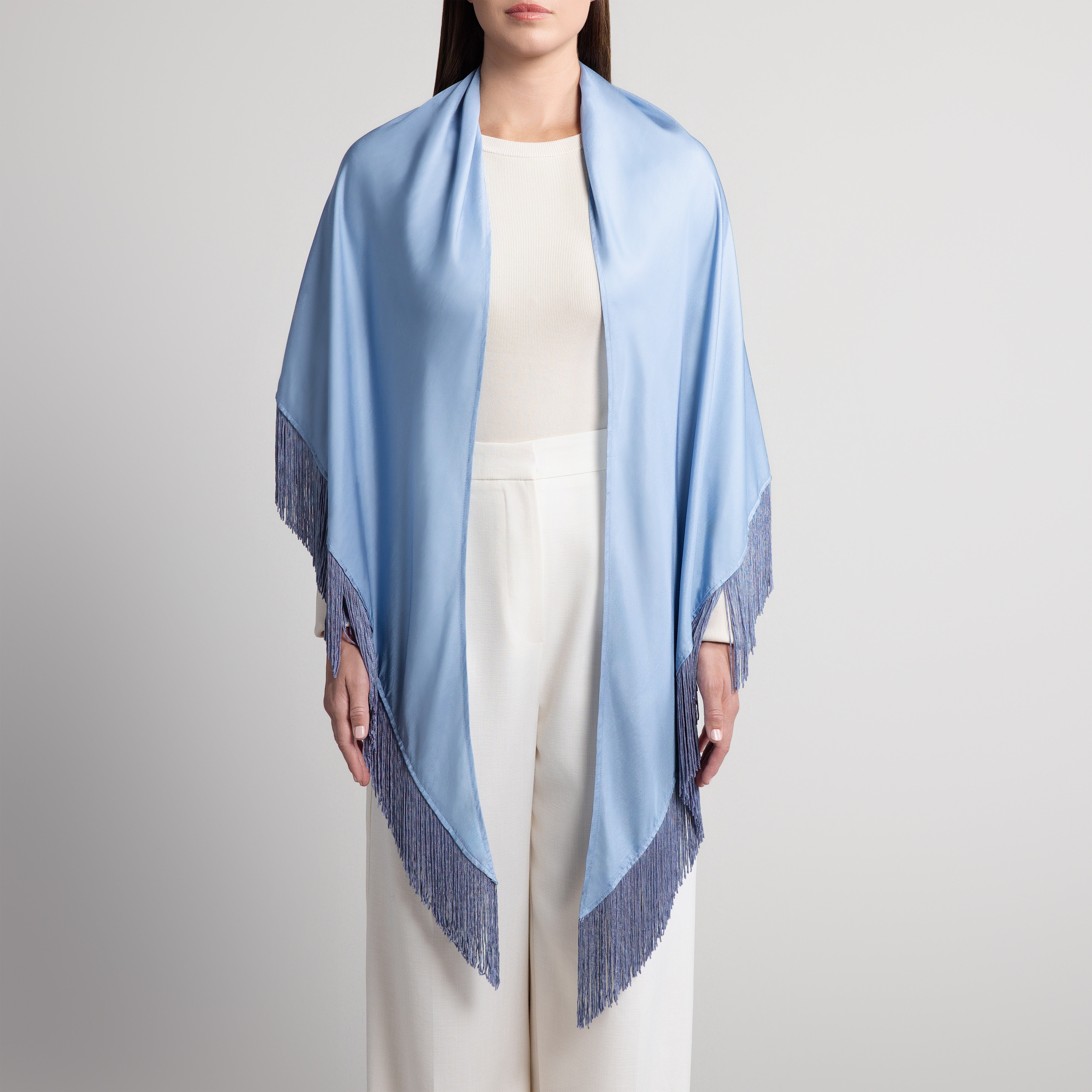 100% Silk Shawl in French Blue