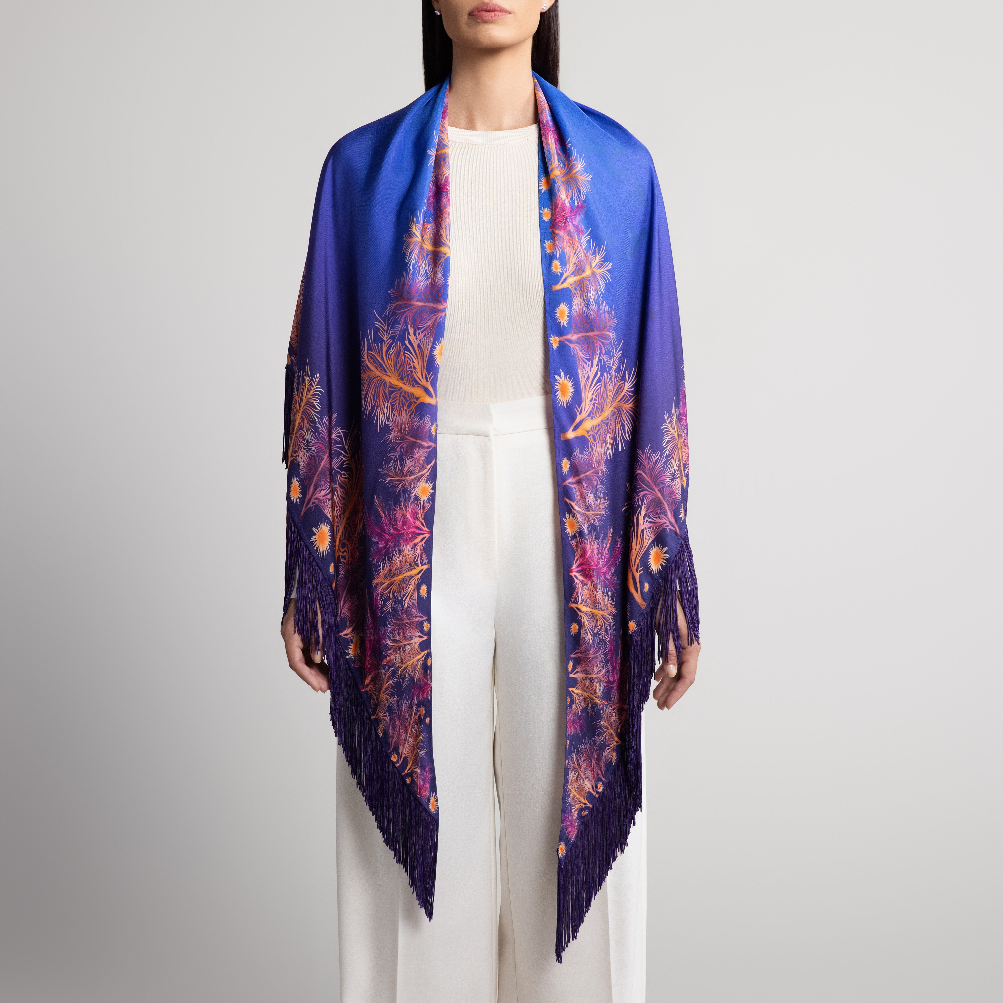 Galapagos Silk Shawl in Blue