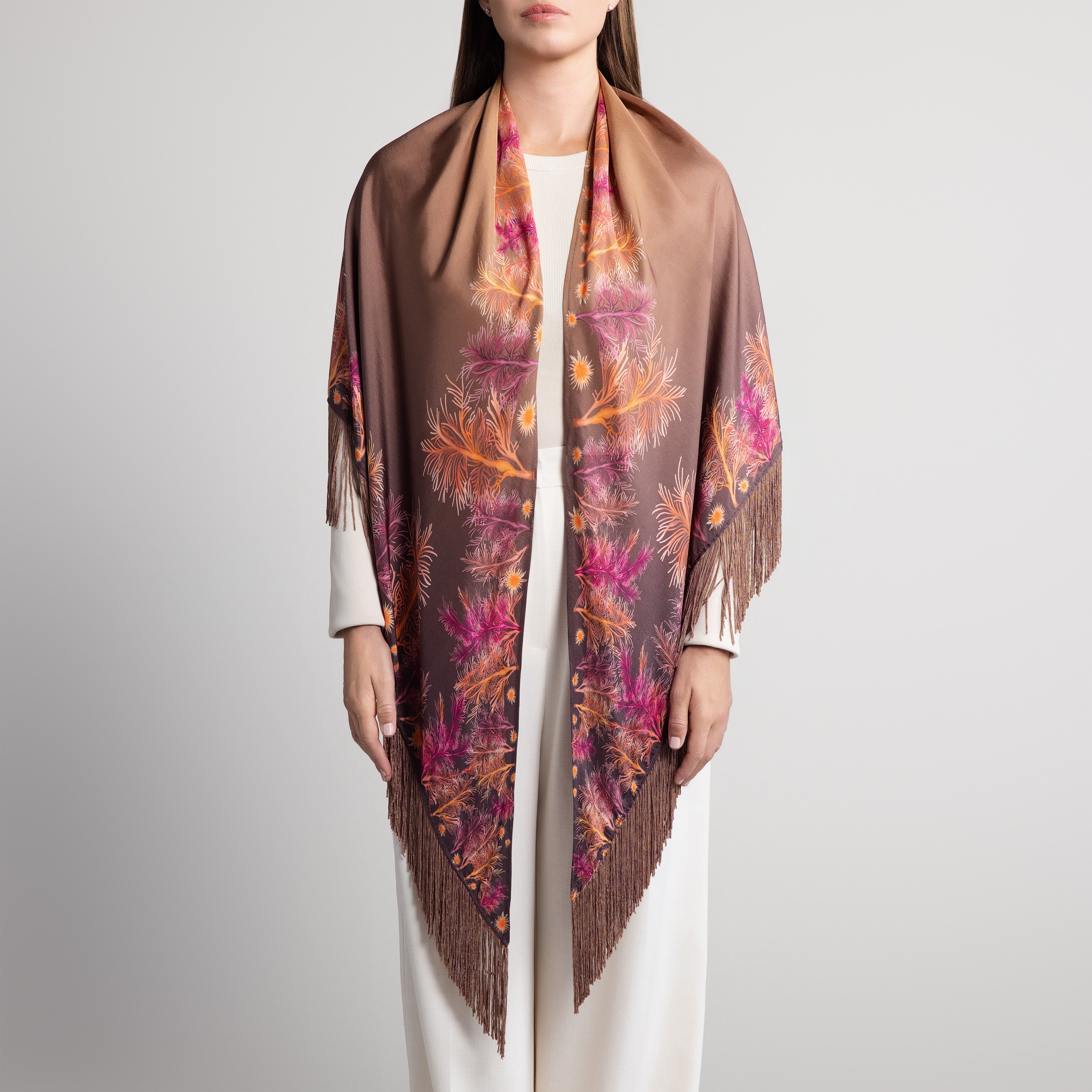 Galapagos Silk Shawl in Brown