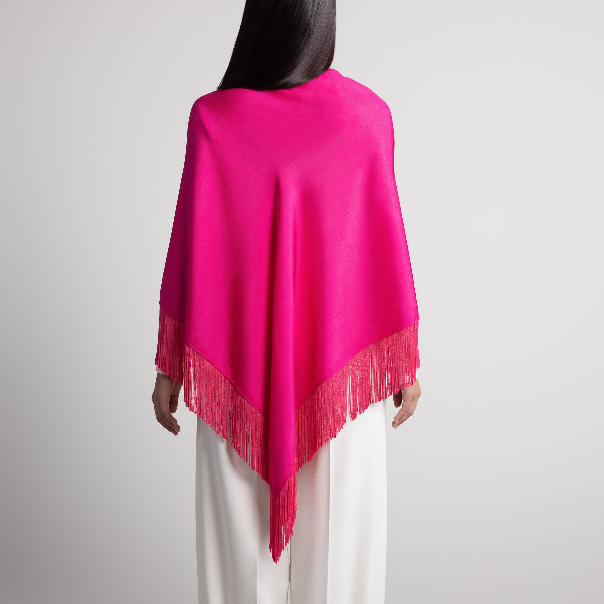 Silk Wool Shawl, Blue and Pink