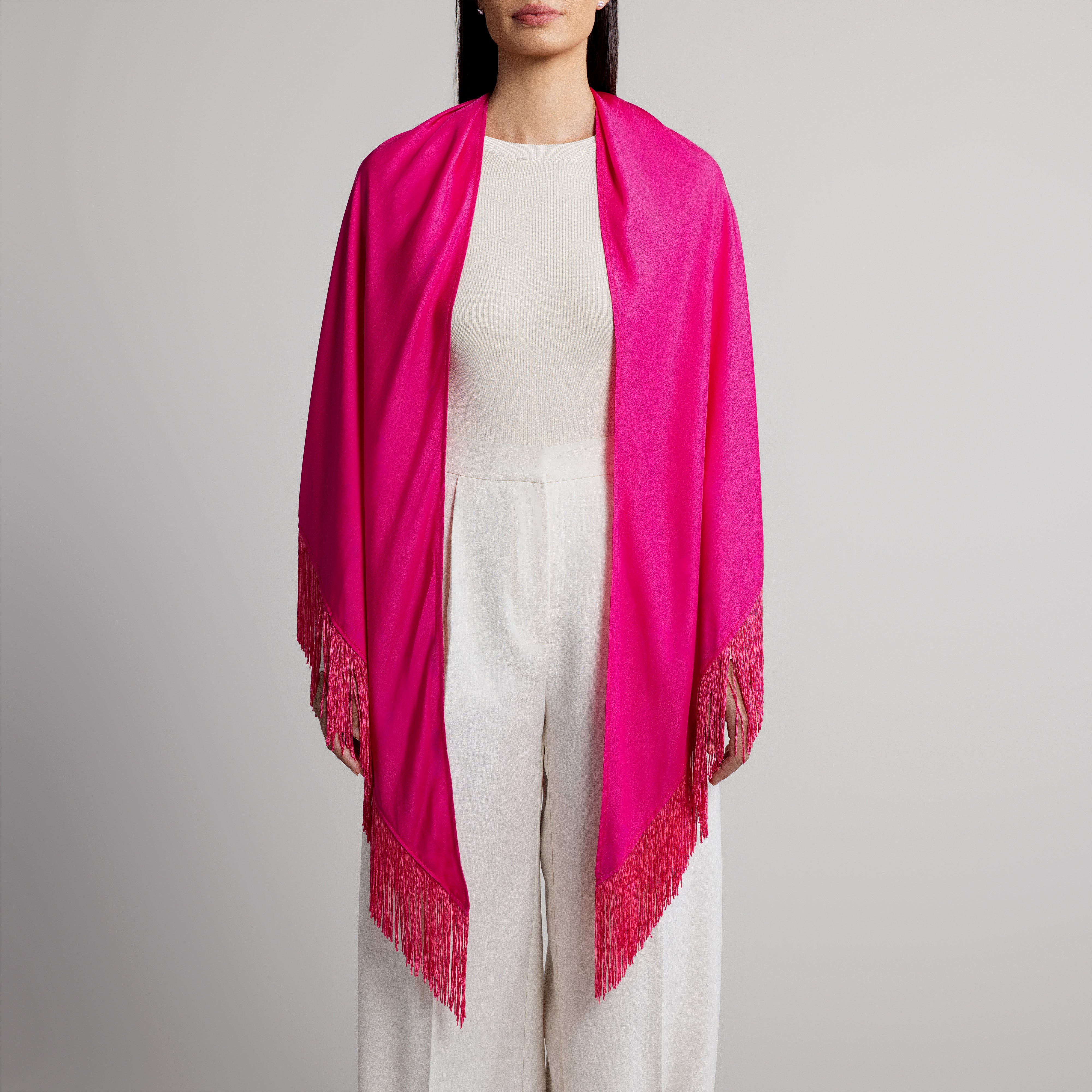 100% Silk Shawl in Hot Pink