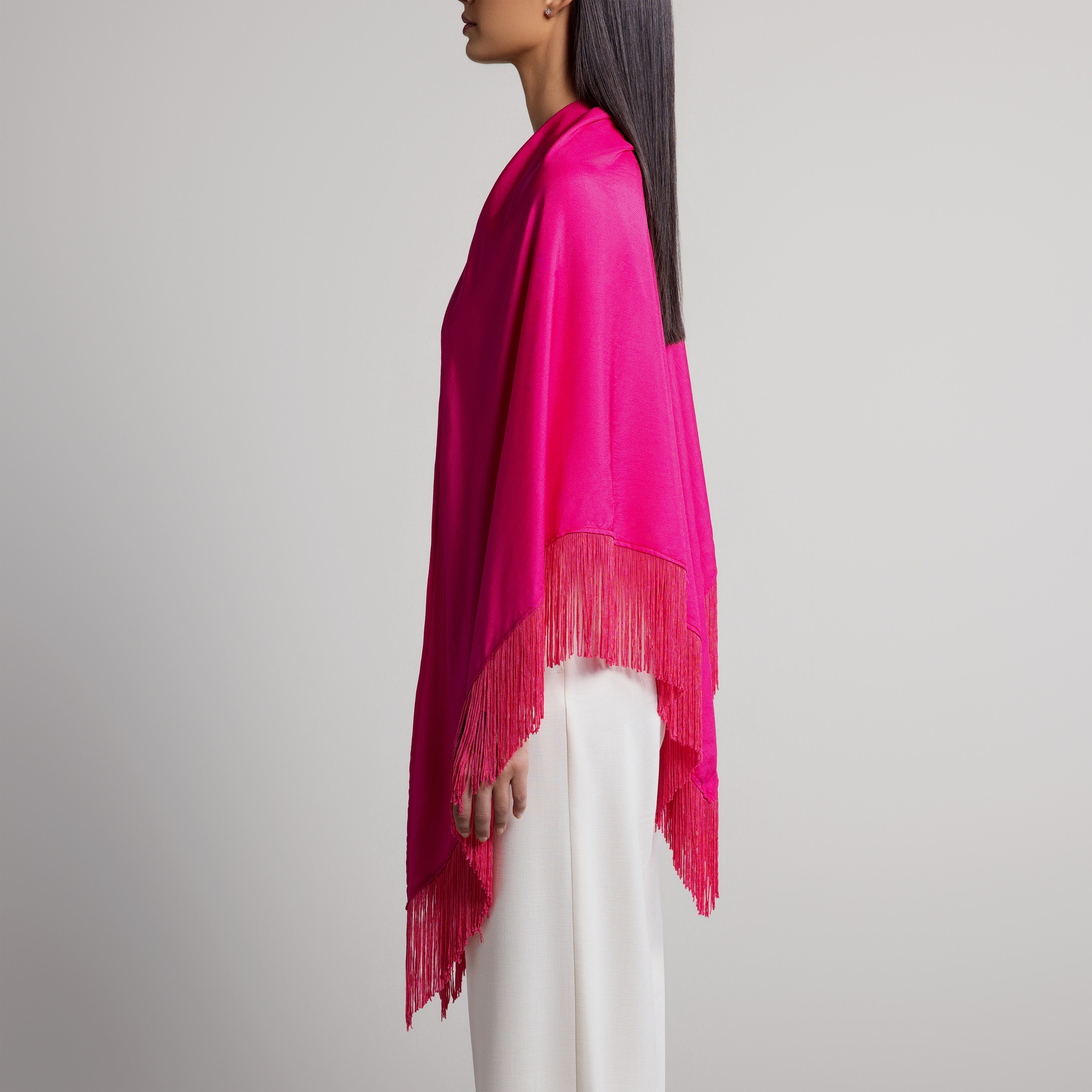 100% Silk Shawl in Hot Pink