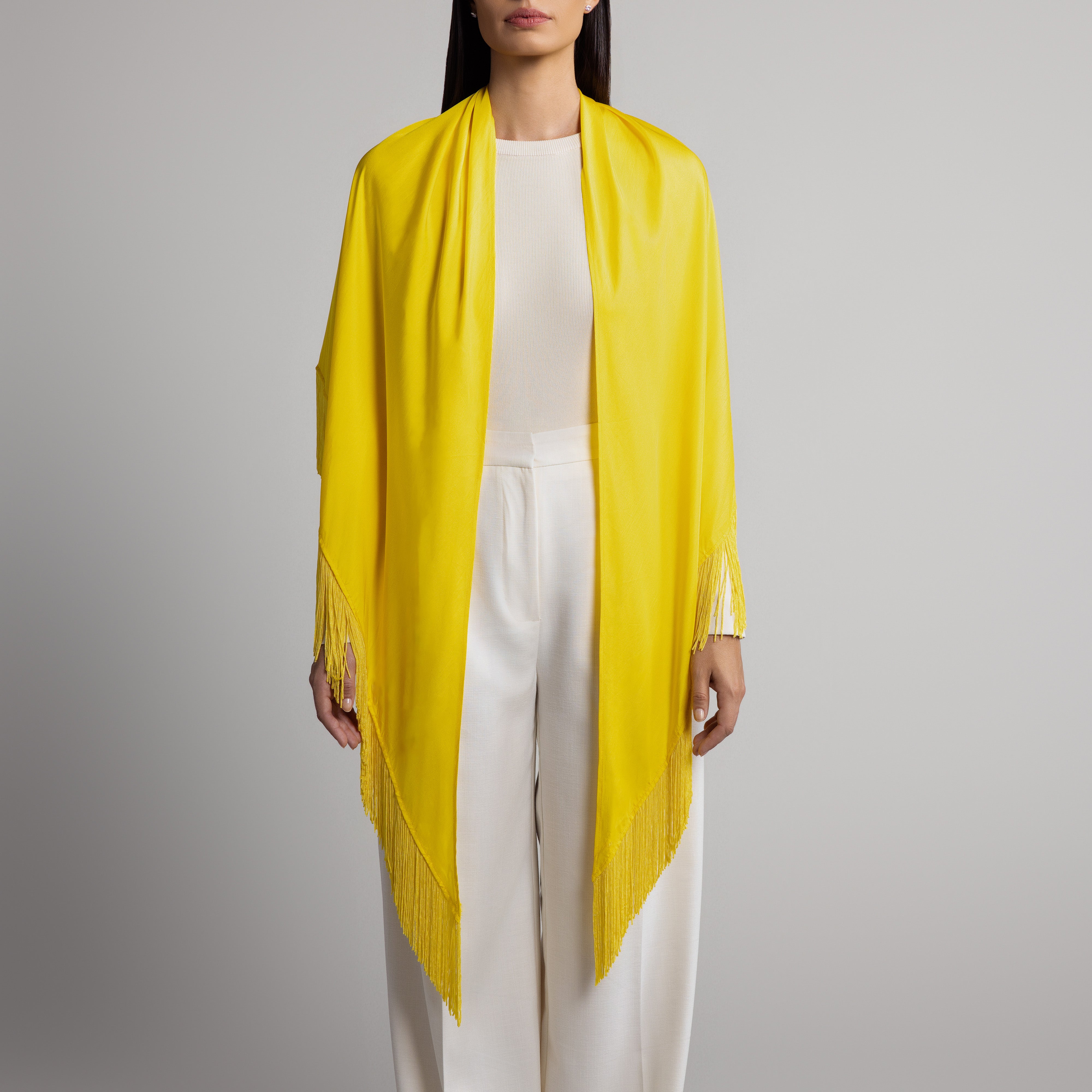100% Silk Shawl in Lemon Yellow