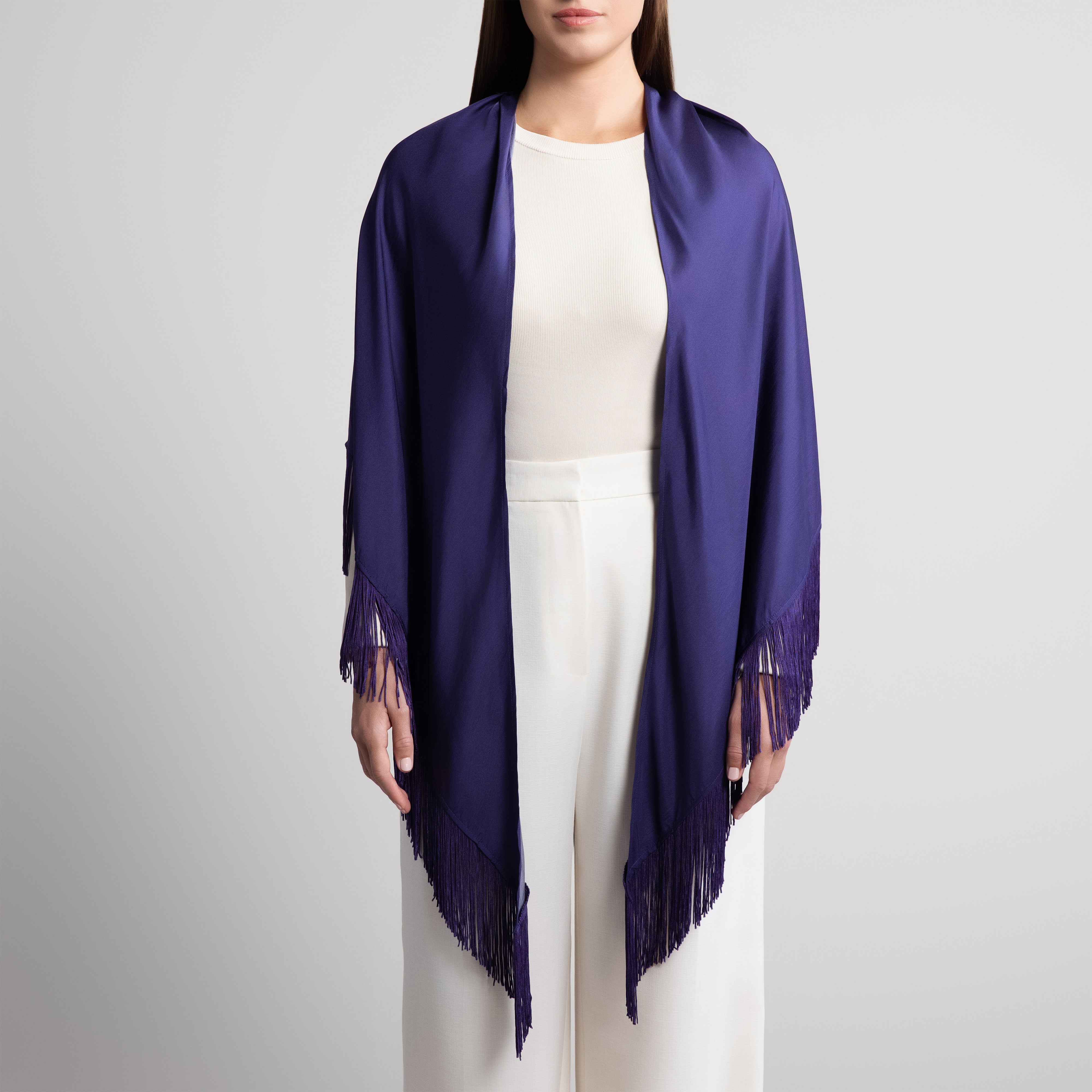100% Silk Shawl in Navy Blue