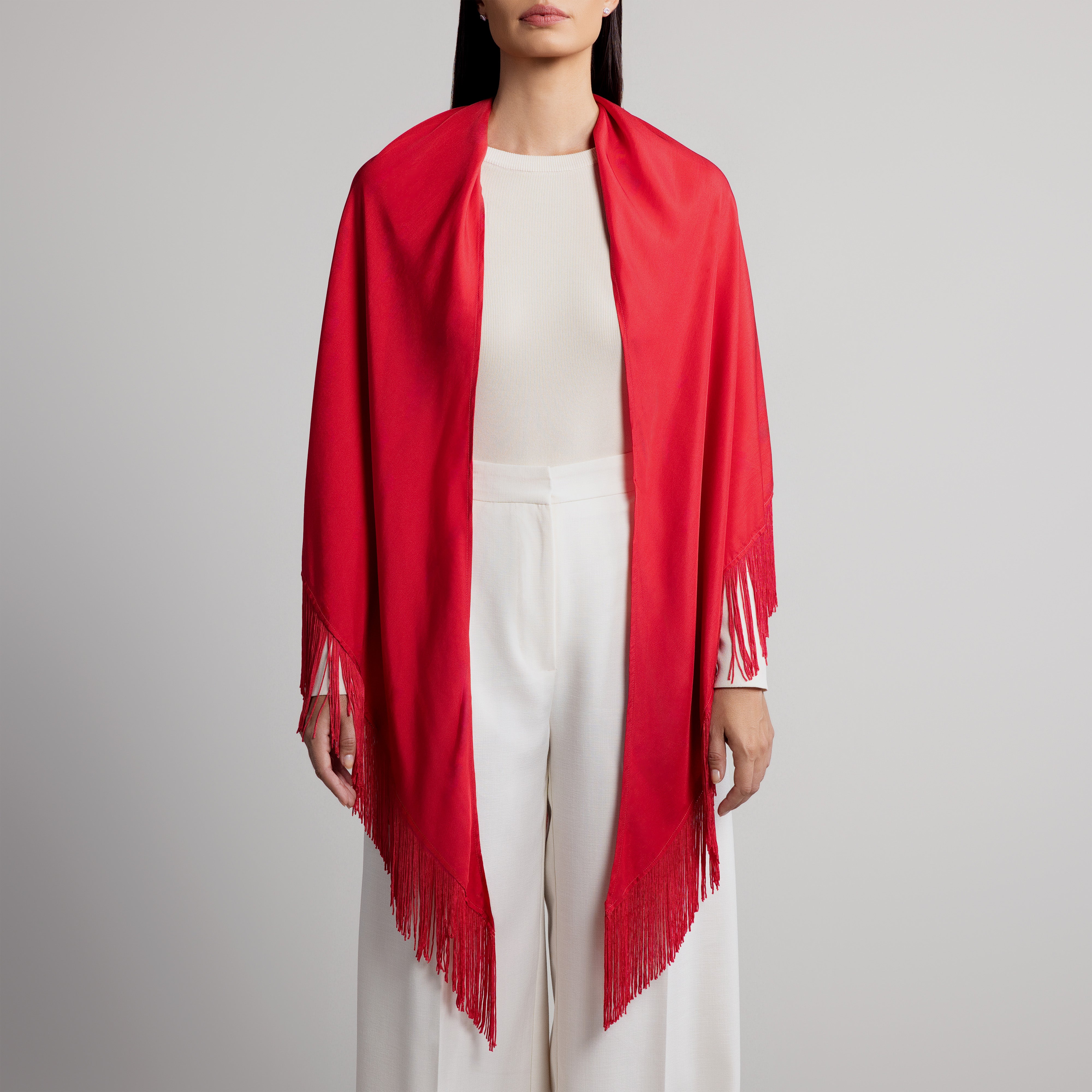 100% Silk Shawl in Red
