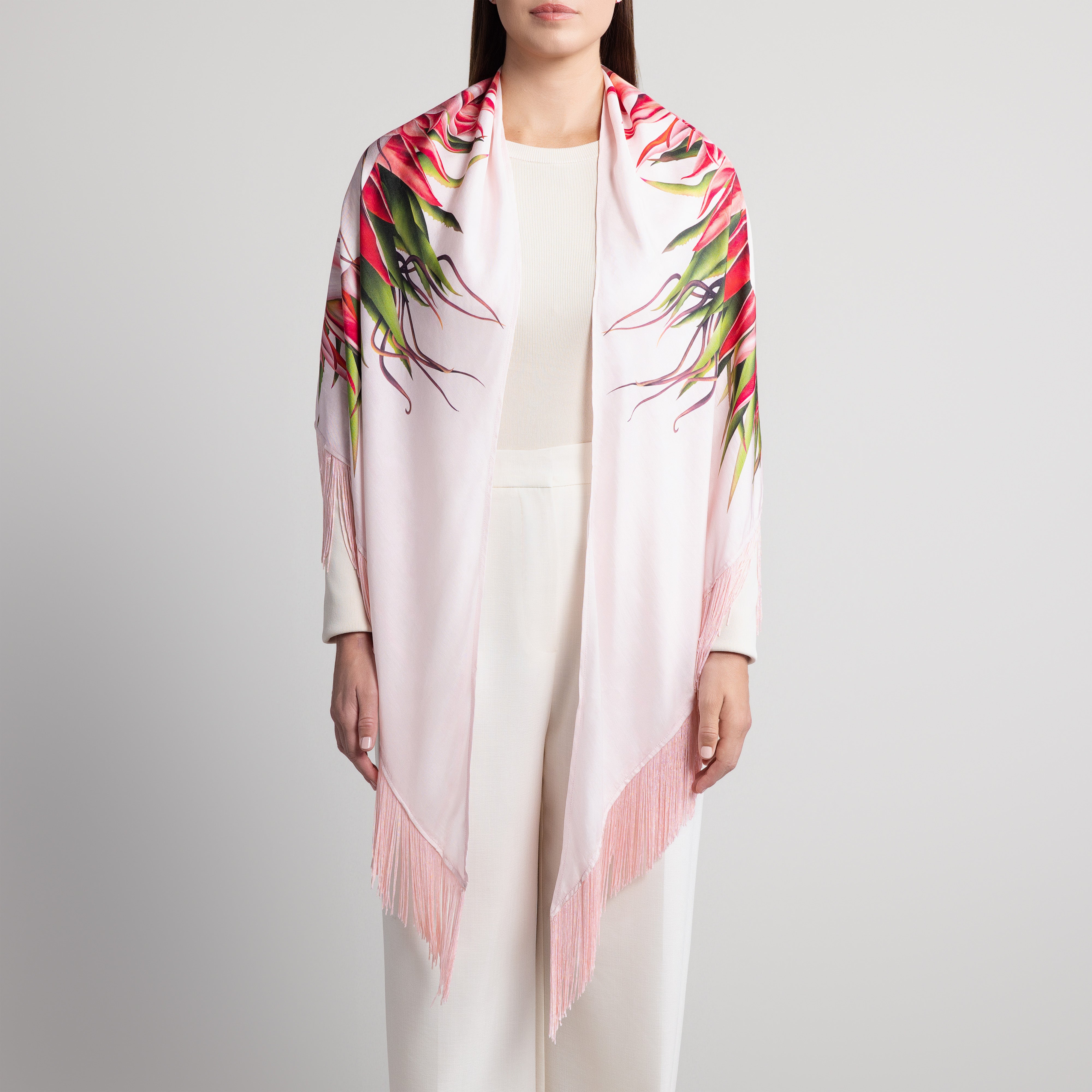 Protea Silk Shawl in Pale Pink