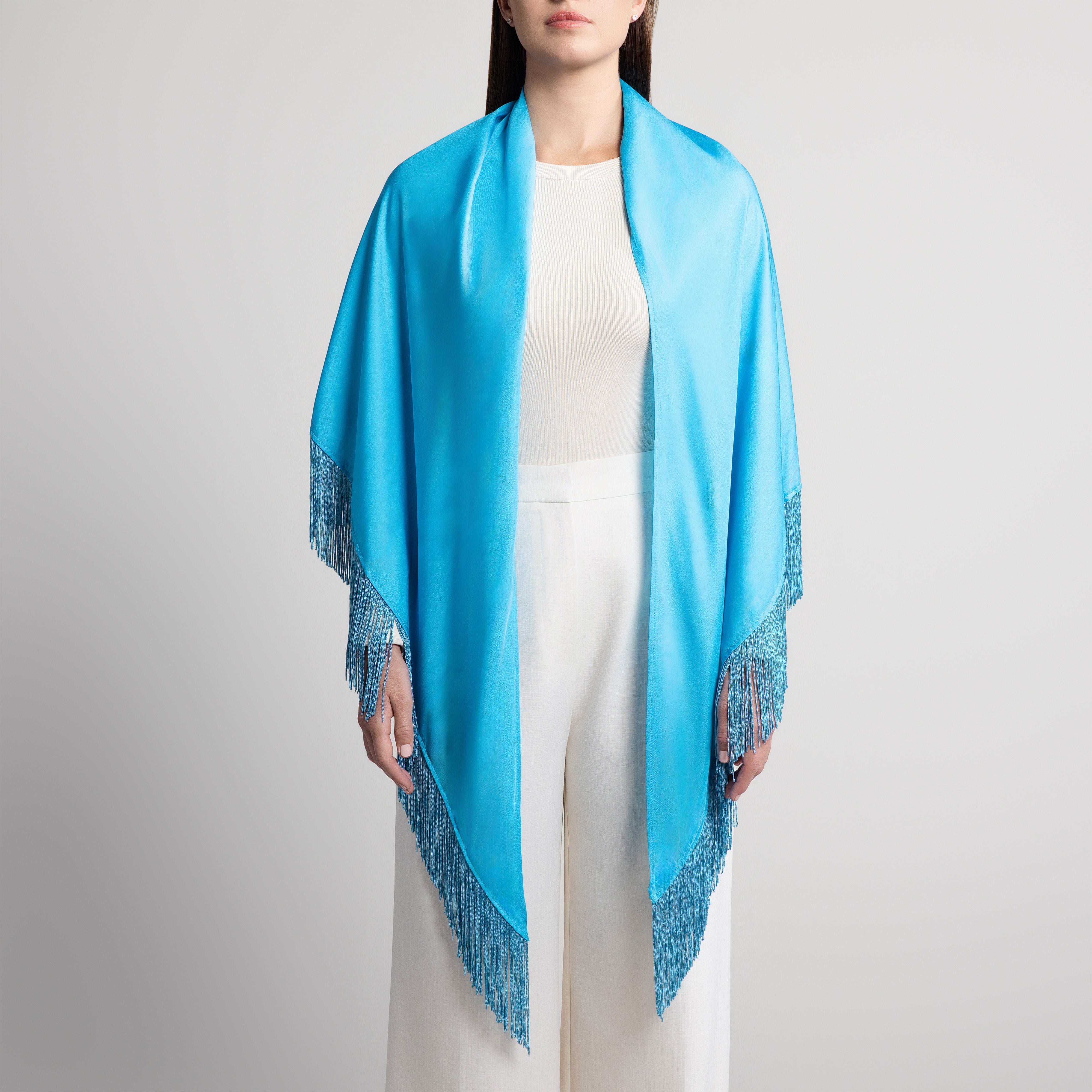 100% Silk Shawl in Turquoise