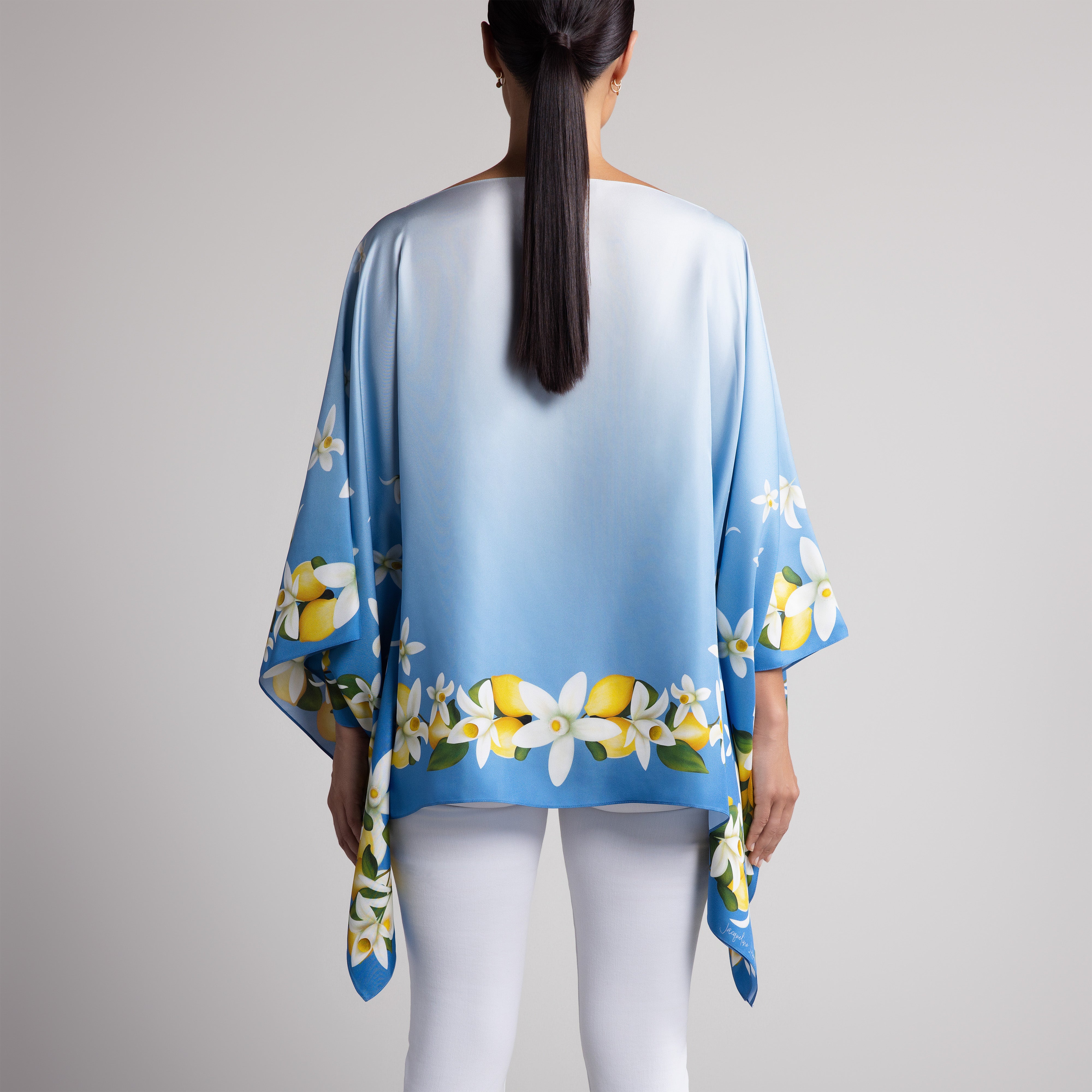 Capri Silk Poncho in Sky Blue