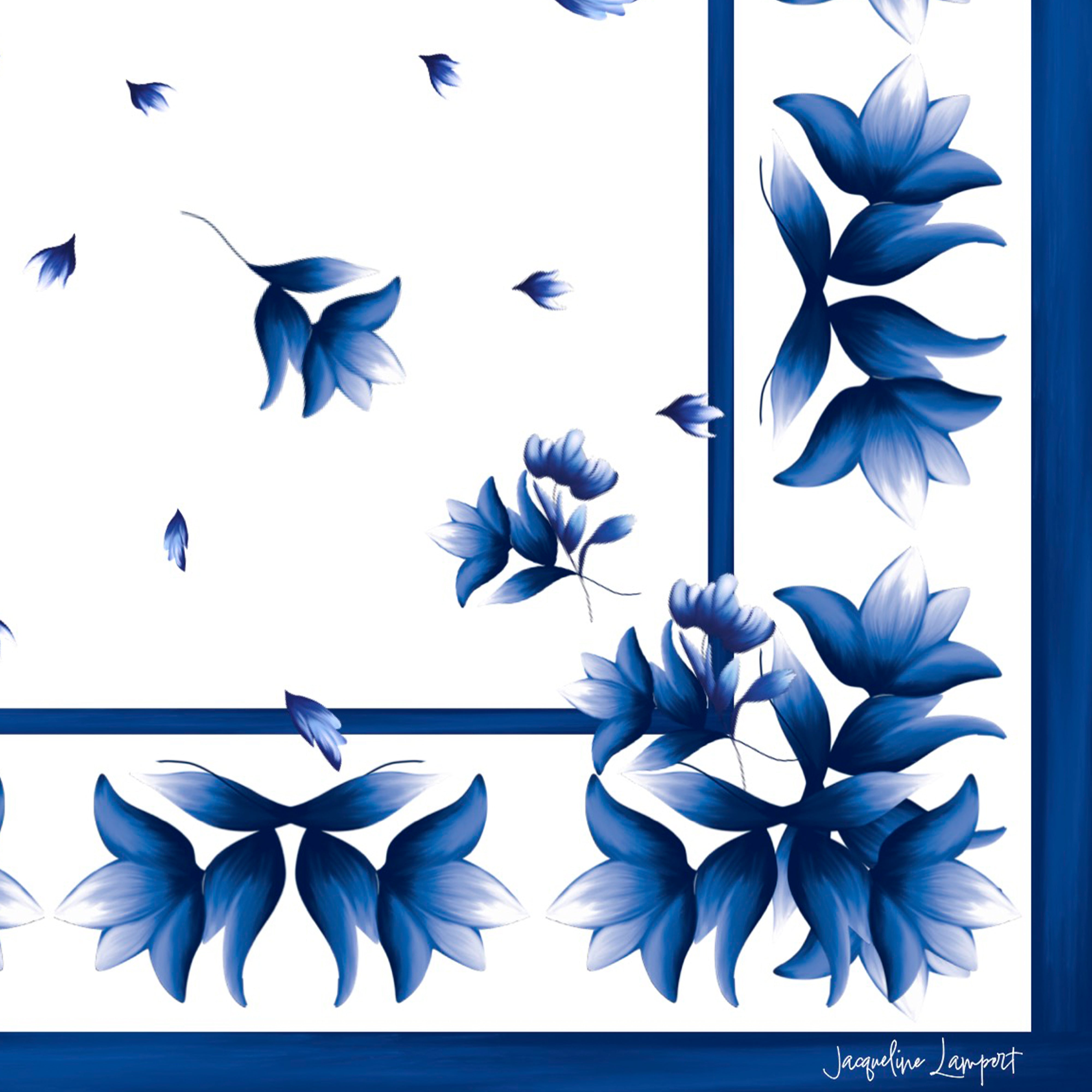 Azul Silk Scarf with Hand-Rolled Hem in White