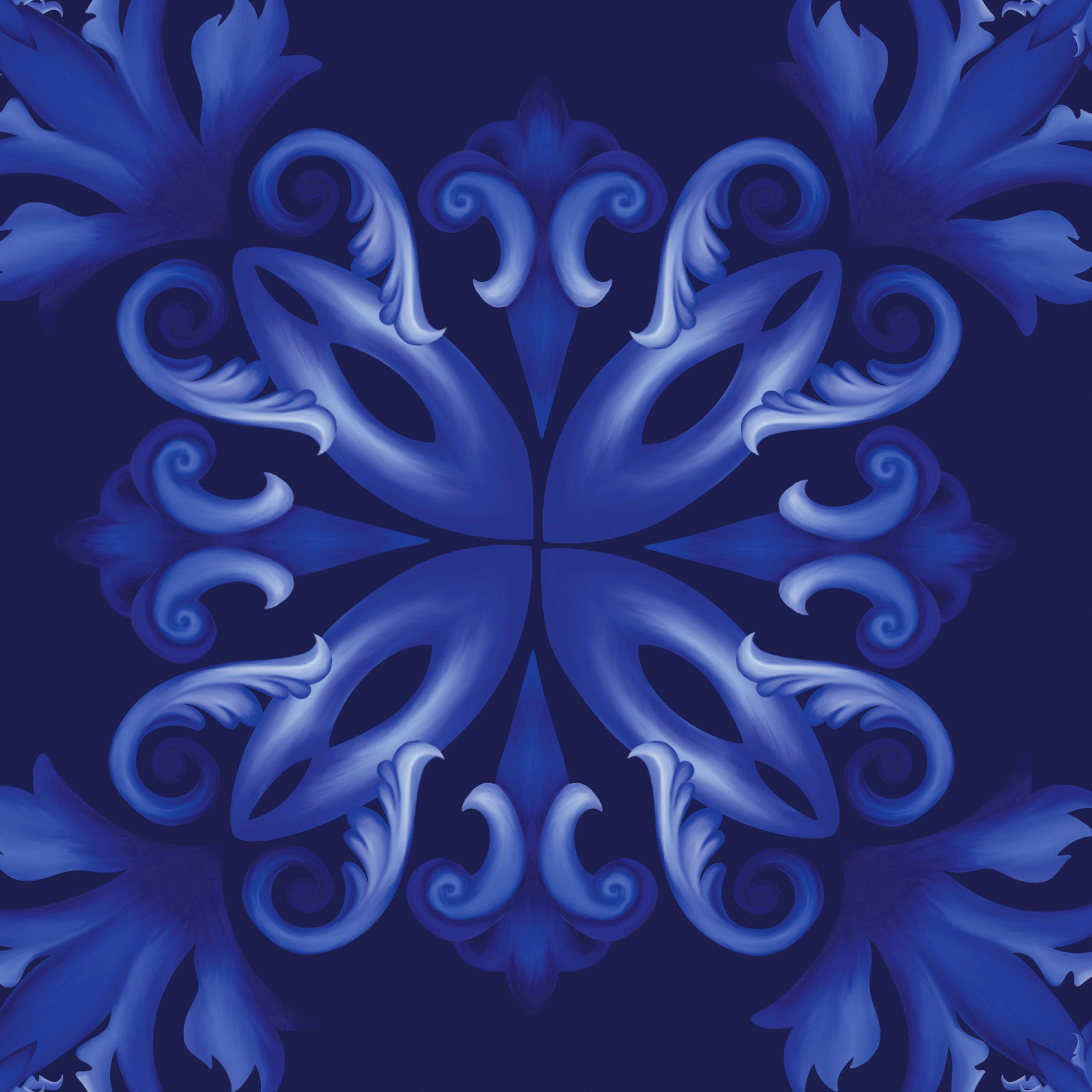 Porto Silk Scarf with Hand-Rolled Hem in Navy Blue