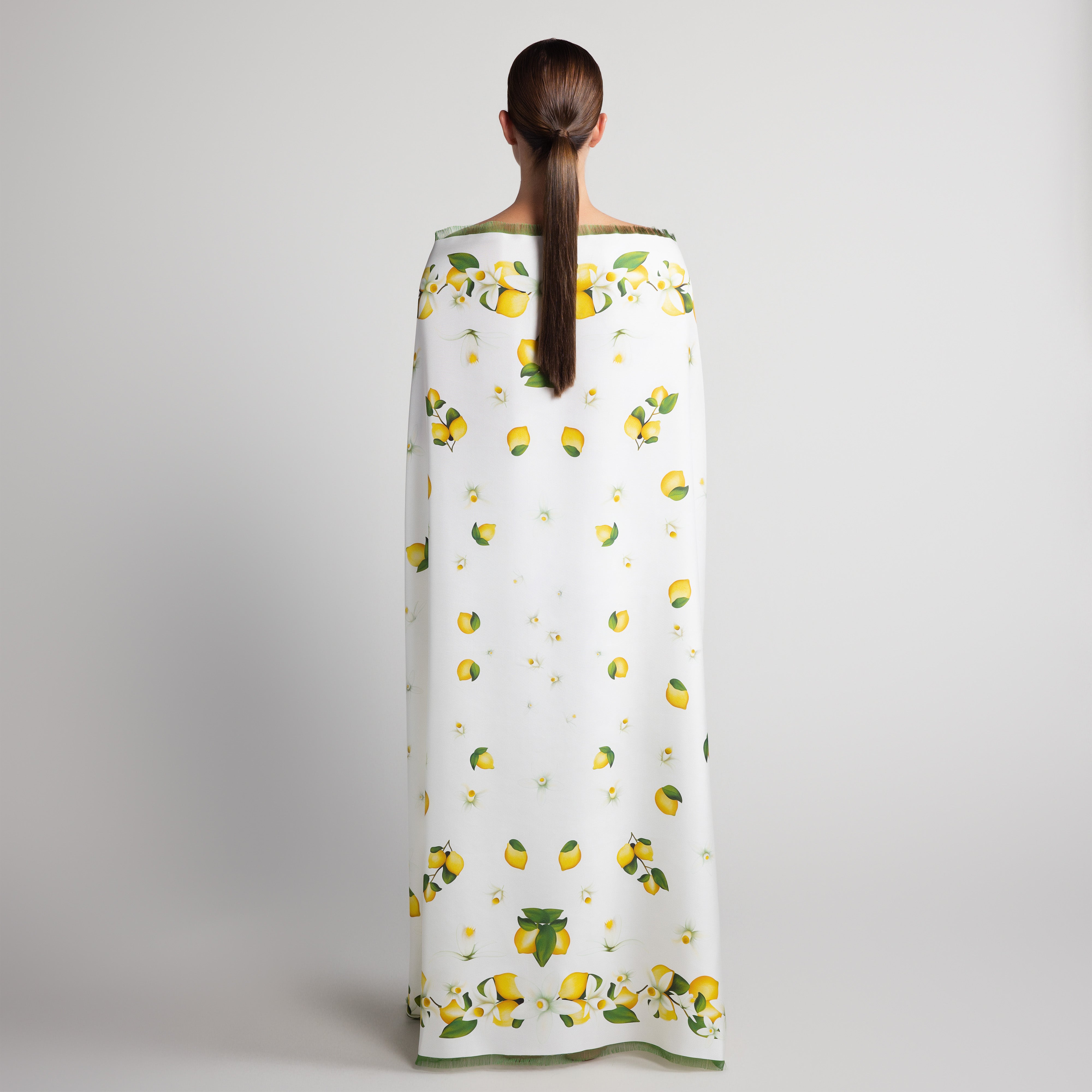 Capri Grande Silk Scarf in White with Hand-Feathered Edges