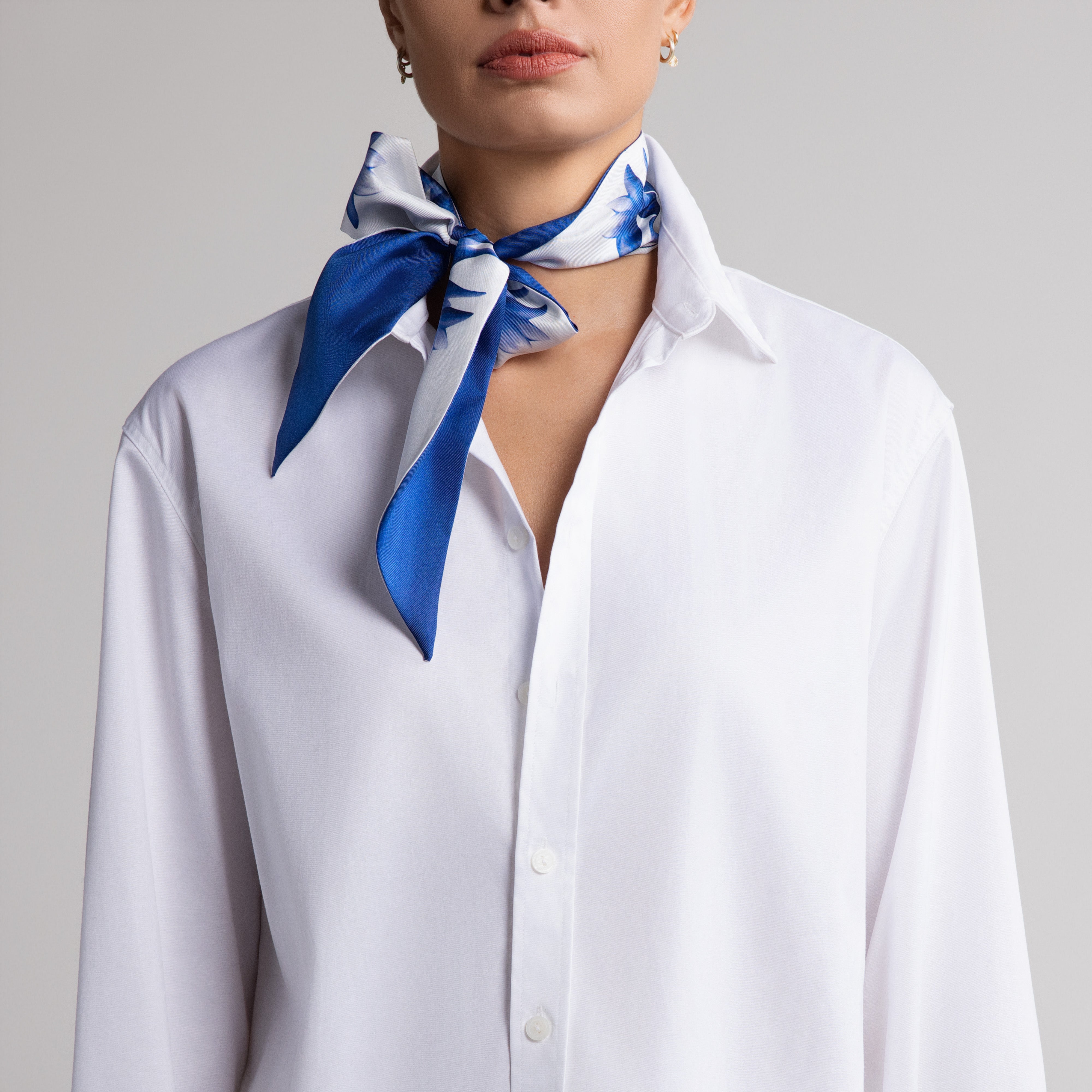 Azul Silk Scarfette in White