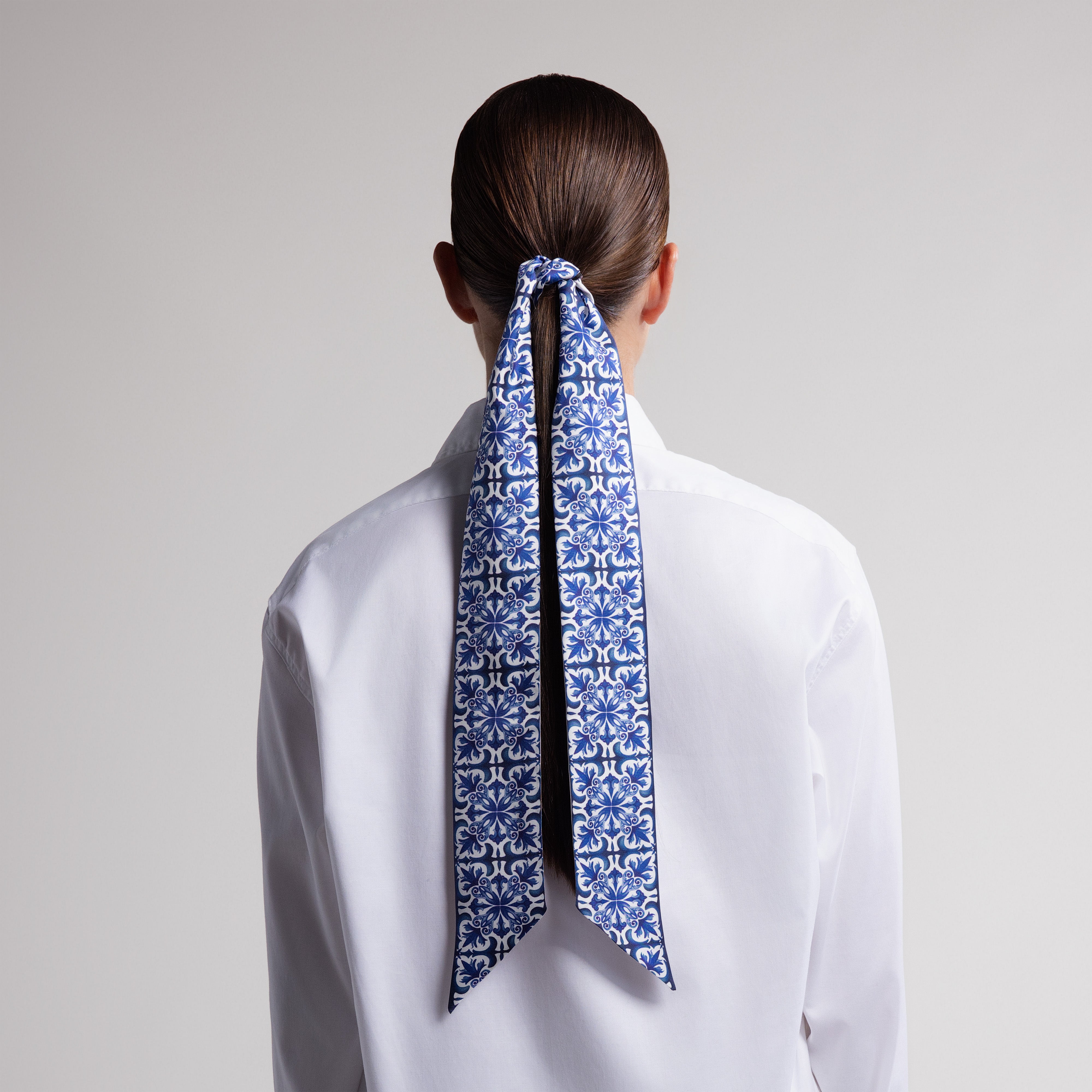Porto Silk Scarfette in White