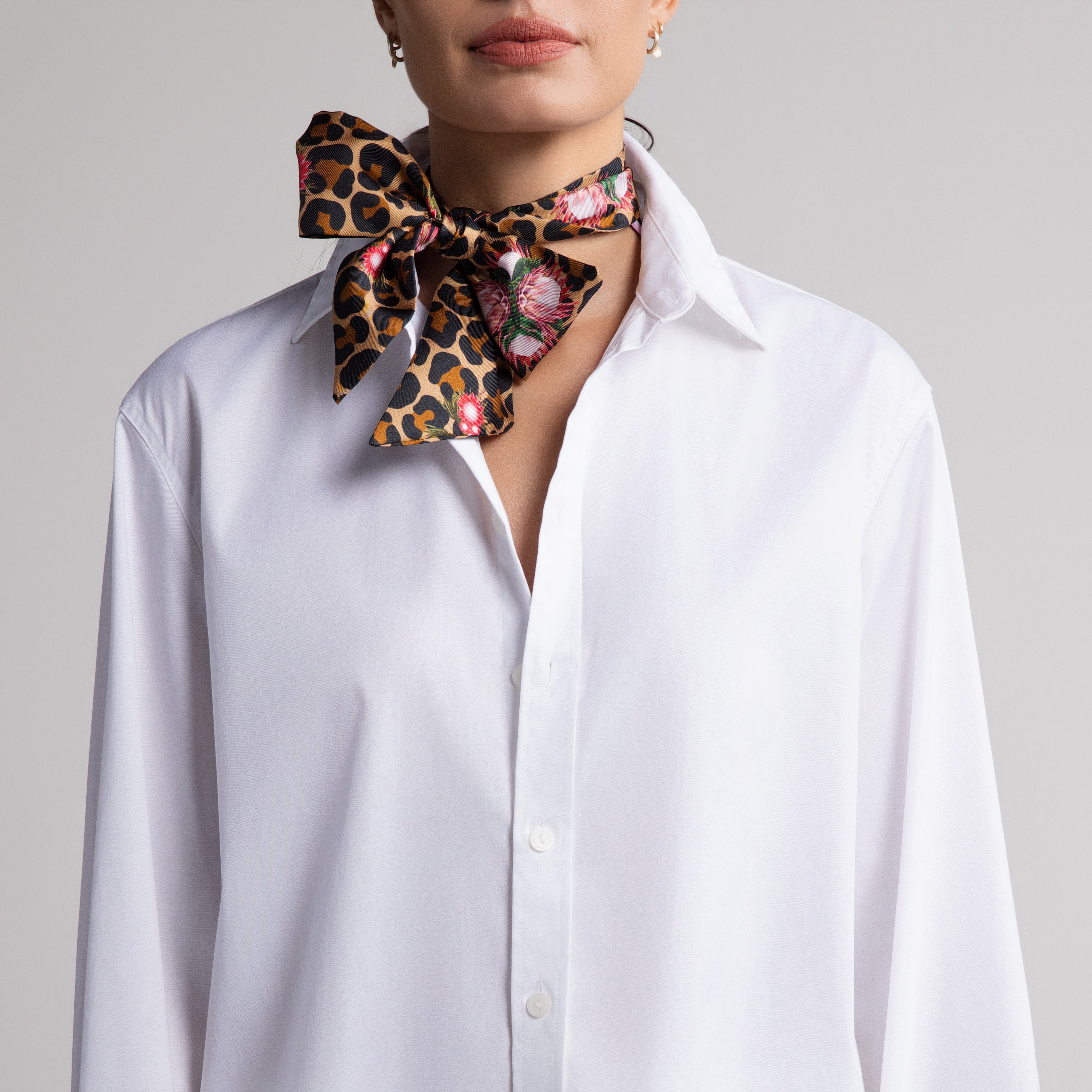 Protea Silk Scarfette in Leopard