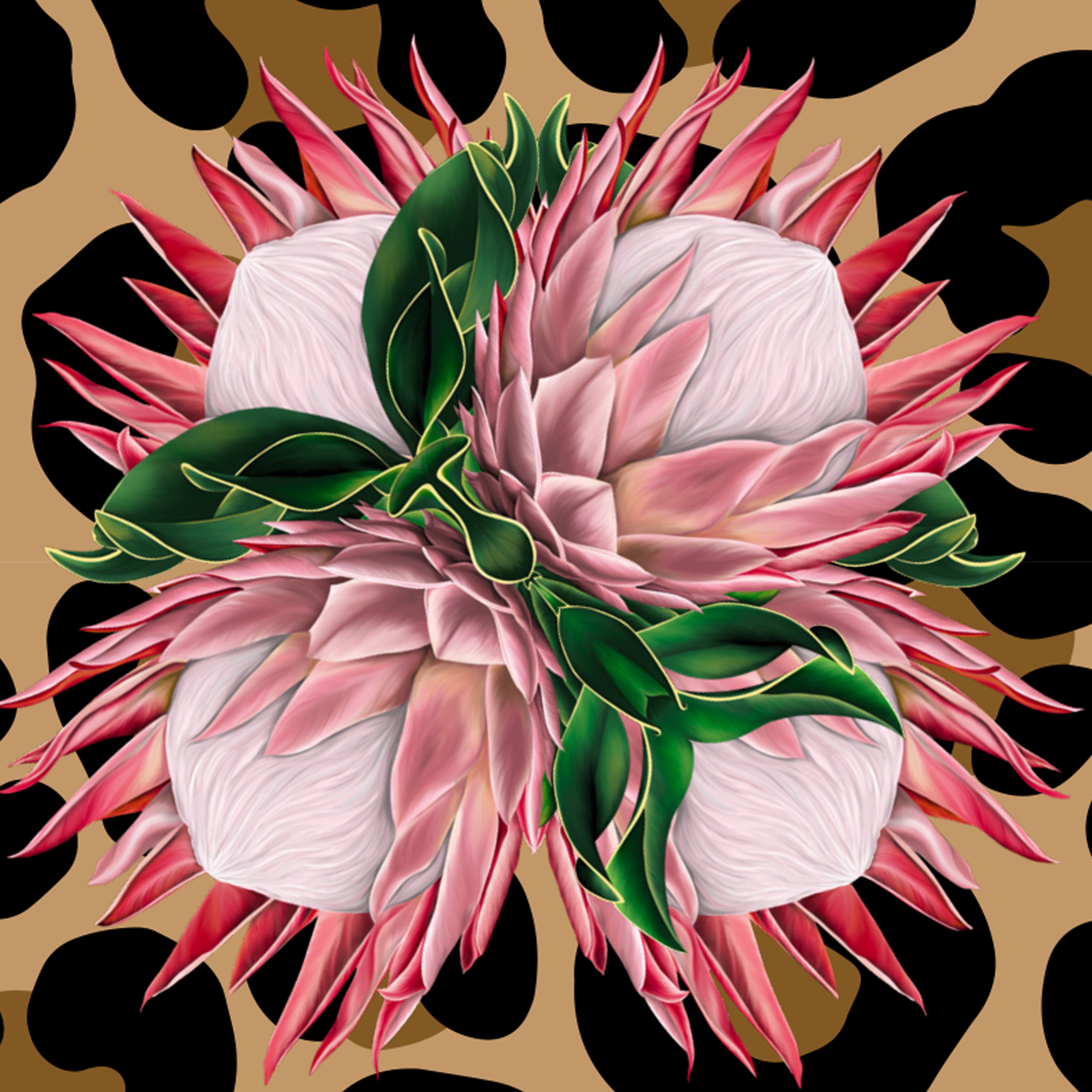 Protea Silk Scarfette in Leopard
