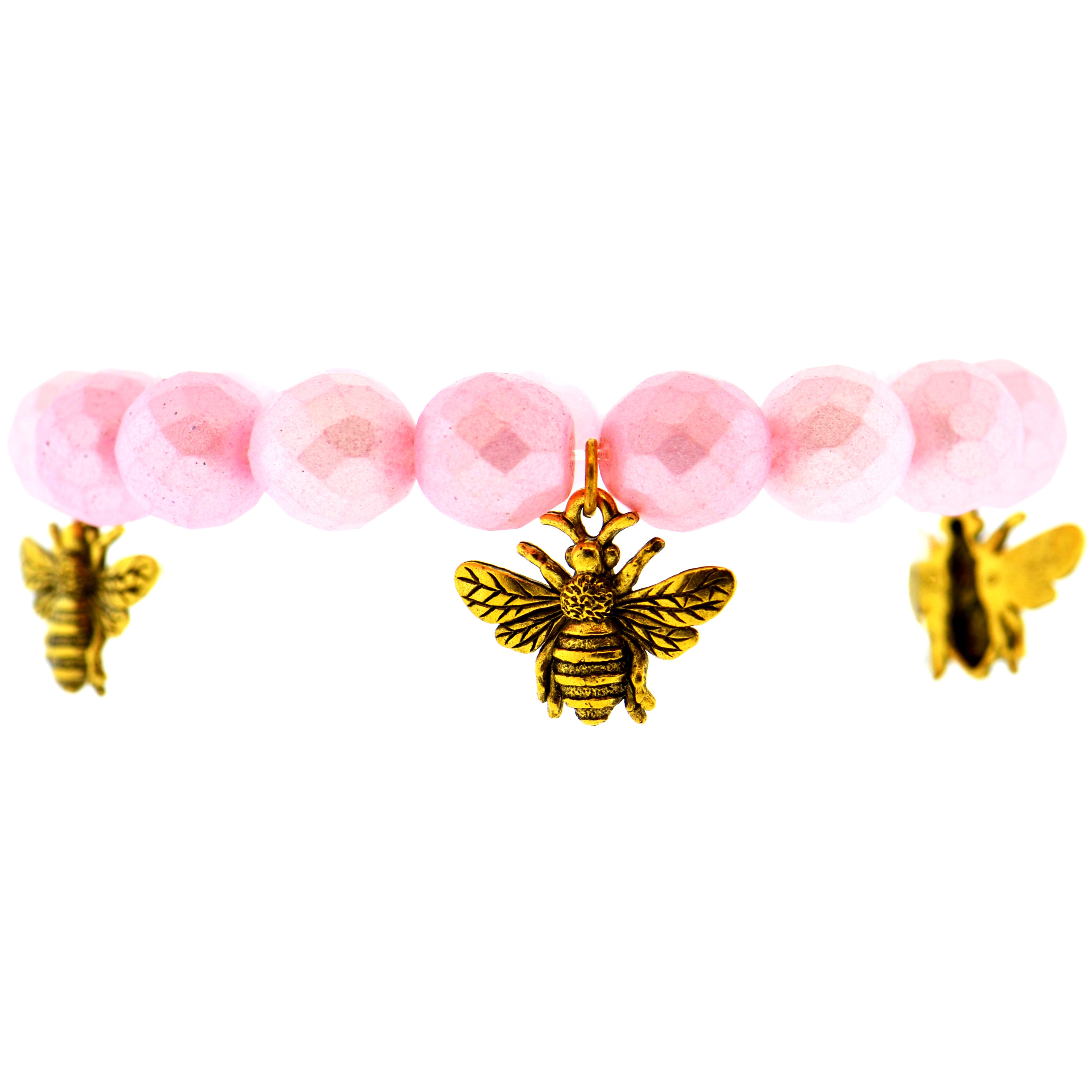 Pink Bumble Bee Botanical Bracelet