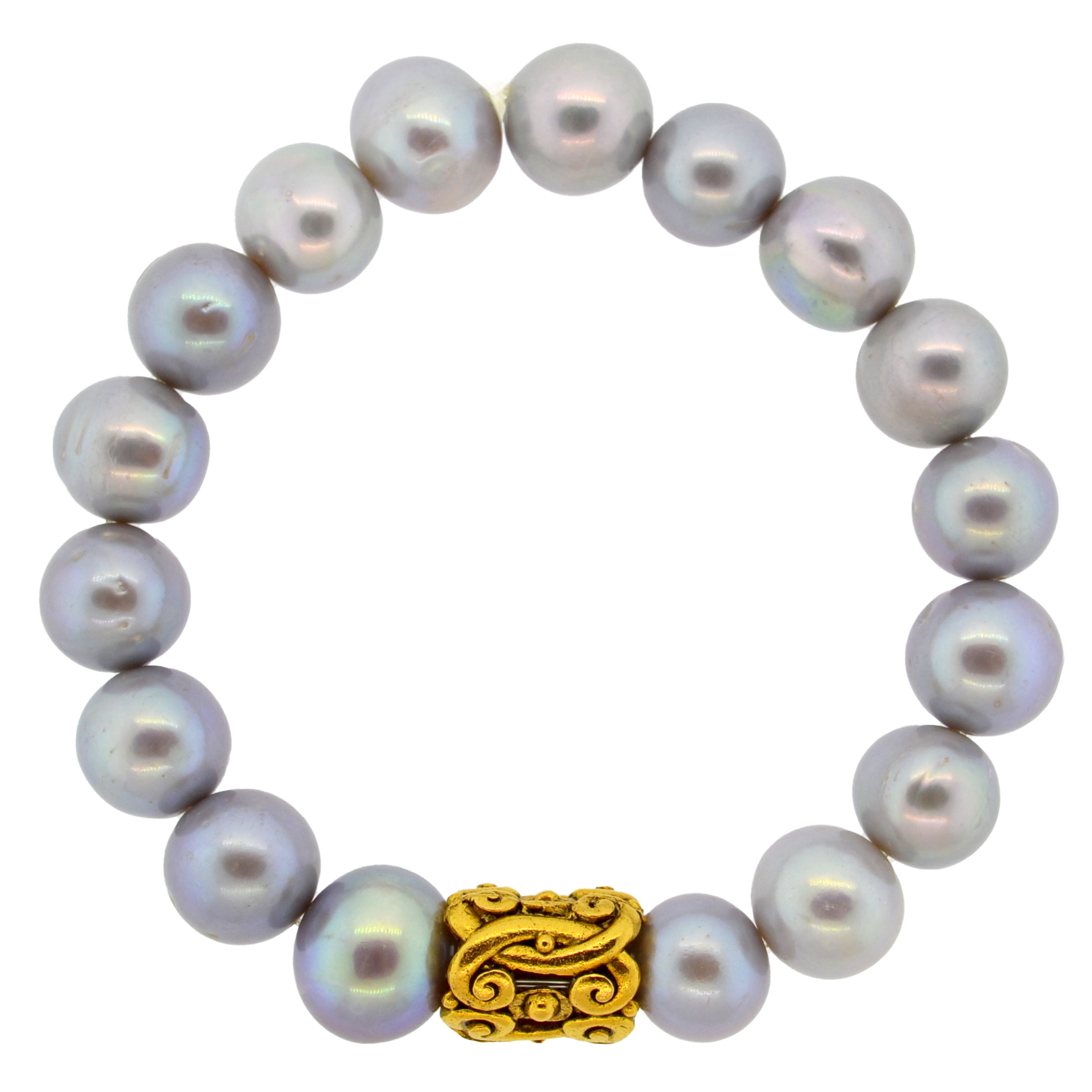 Grey Pearl Baroque Scroll Bracelet