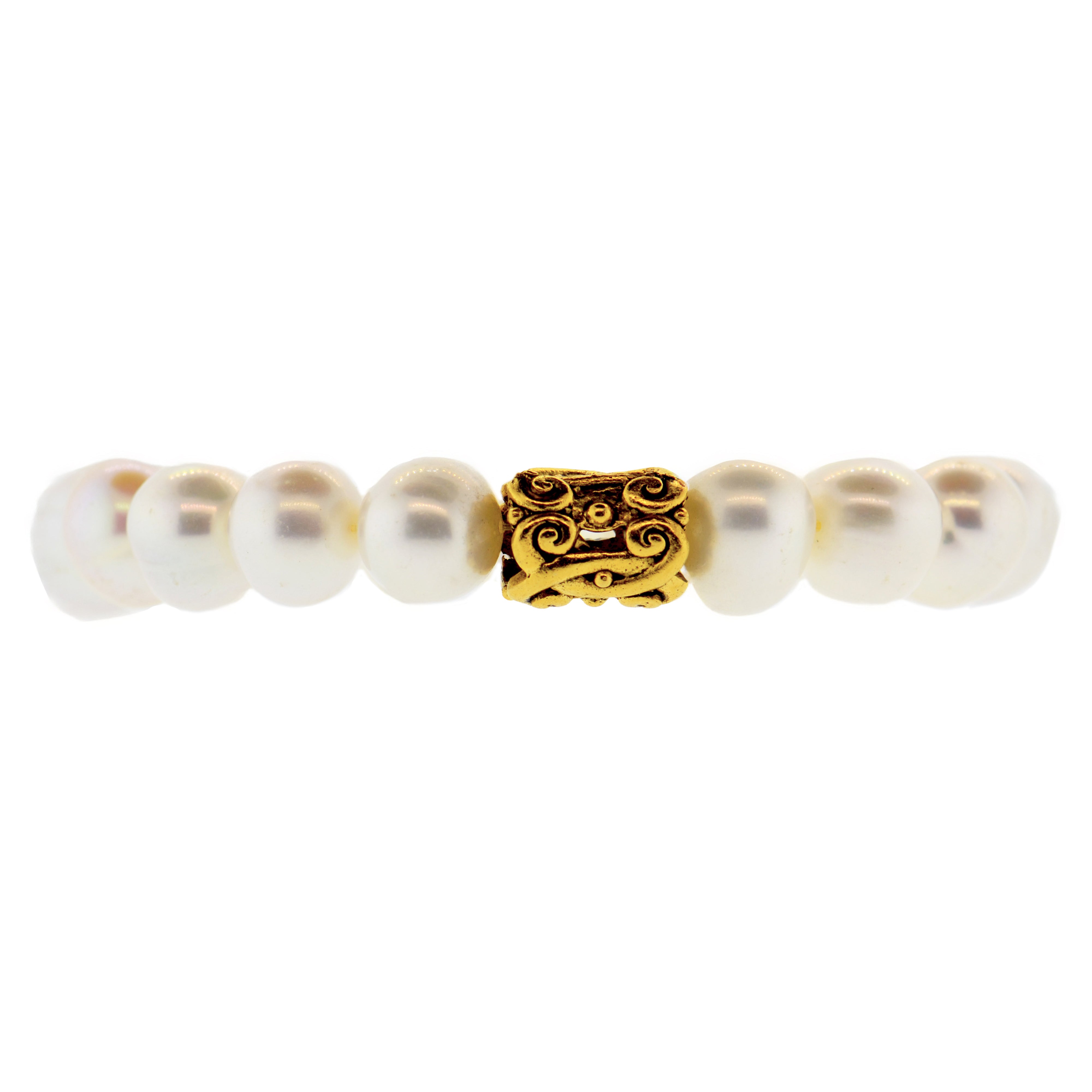 White Pearl Baroque Scroll Bracelet