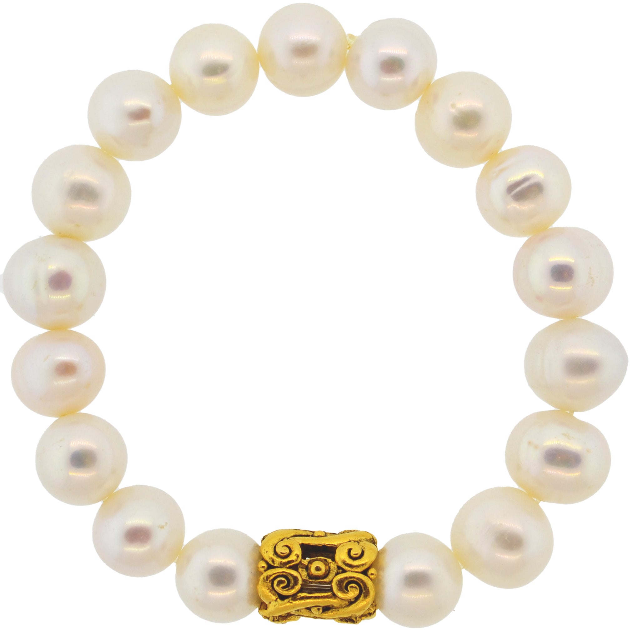 White Pearl Baroque Scroll Bracelet