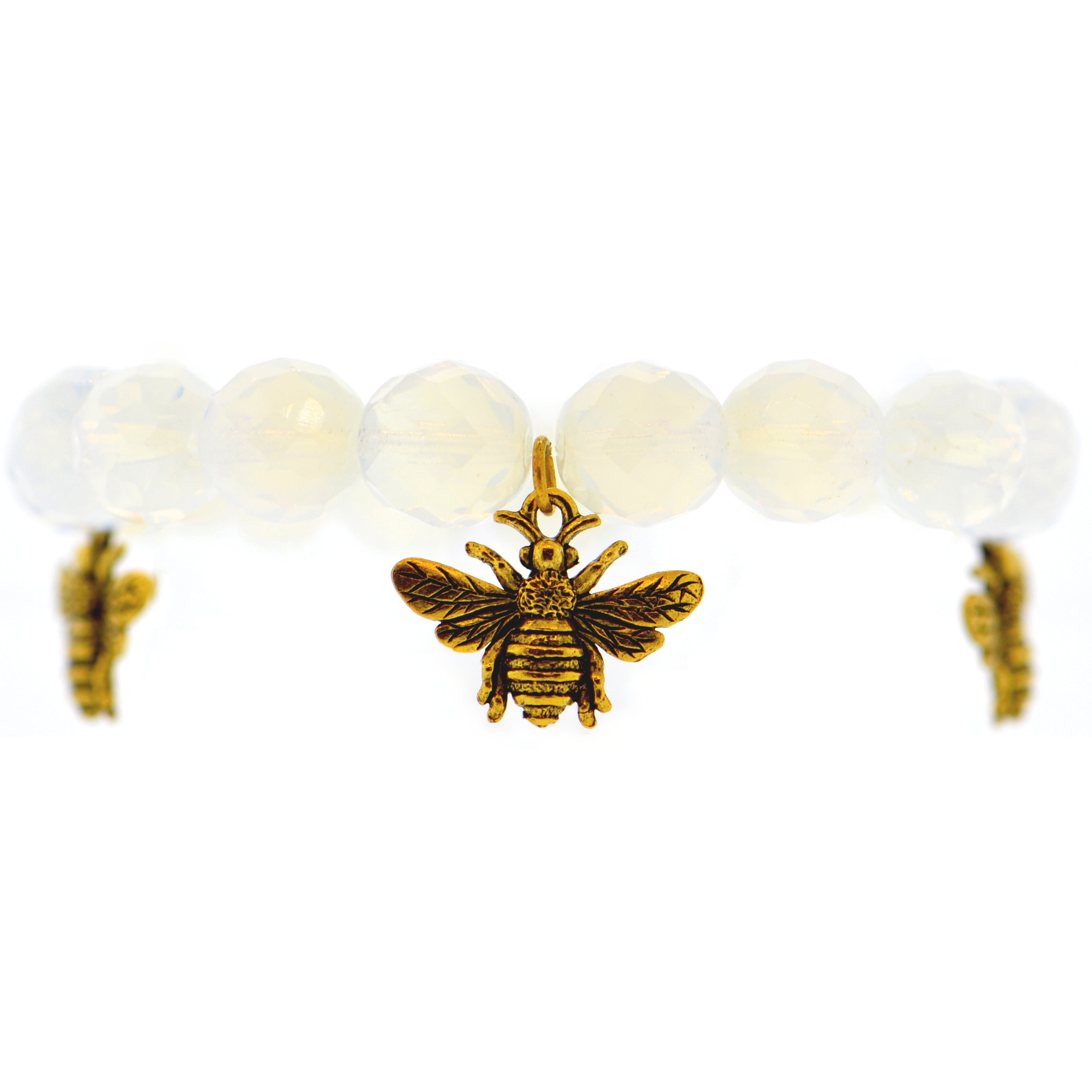 Milky White Bumble Bee Botanical Bracelet