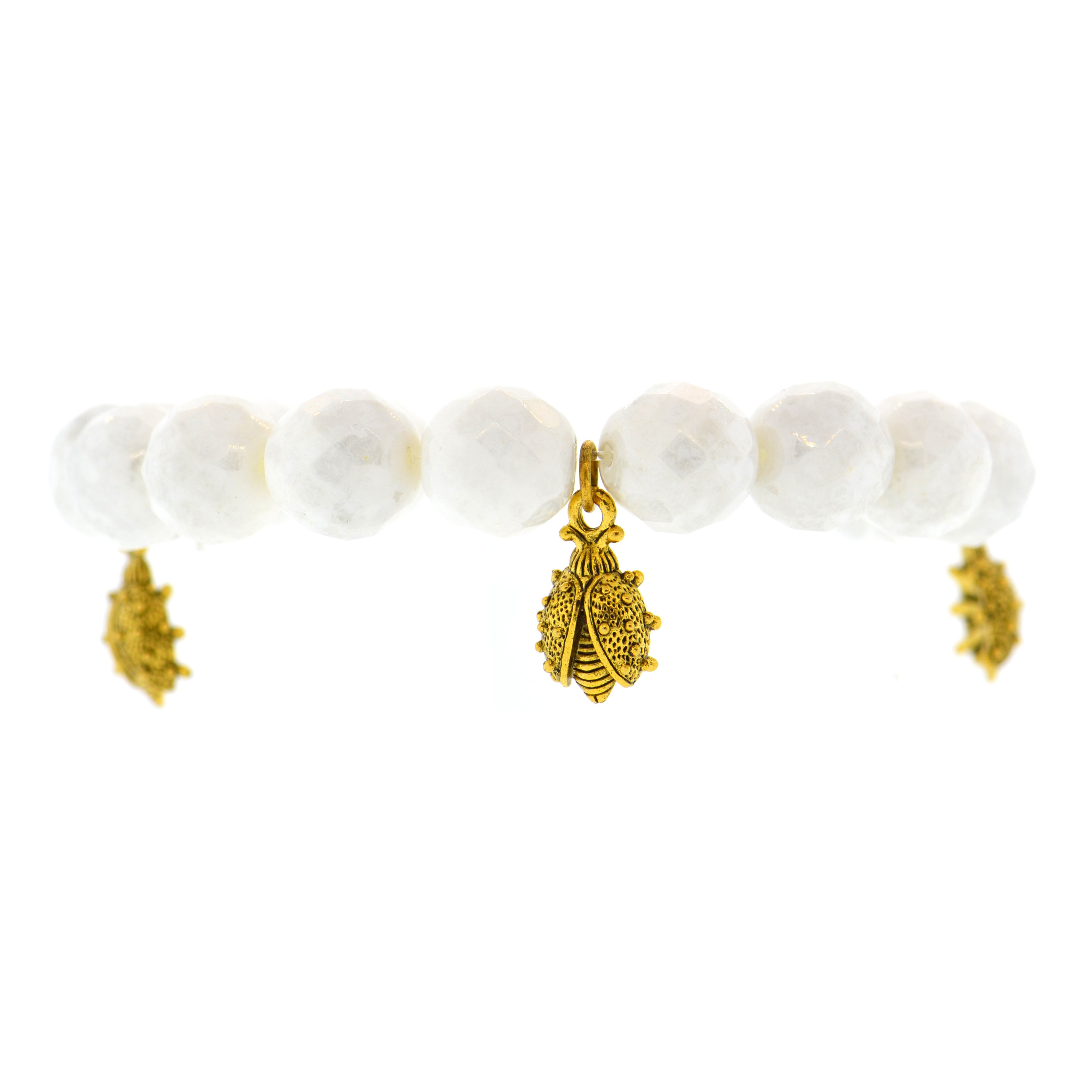 White Ladybird Botanical Bracelet