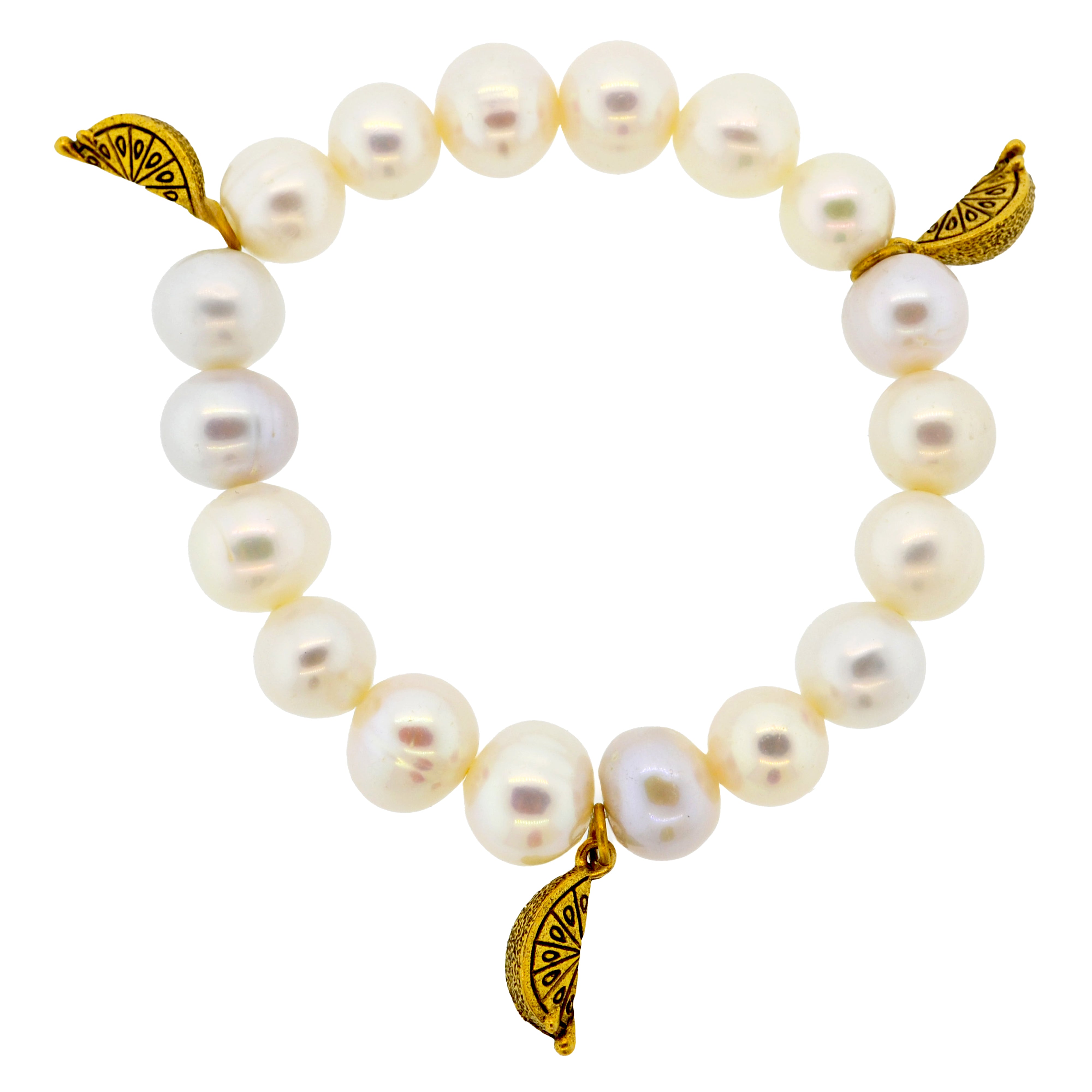 White Pearl Lemon Slice Capri Bracelet