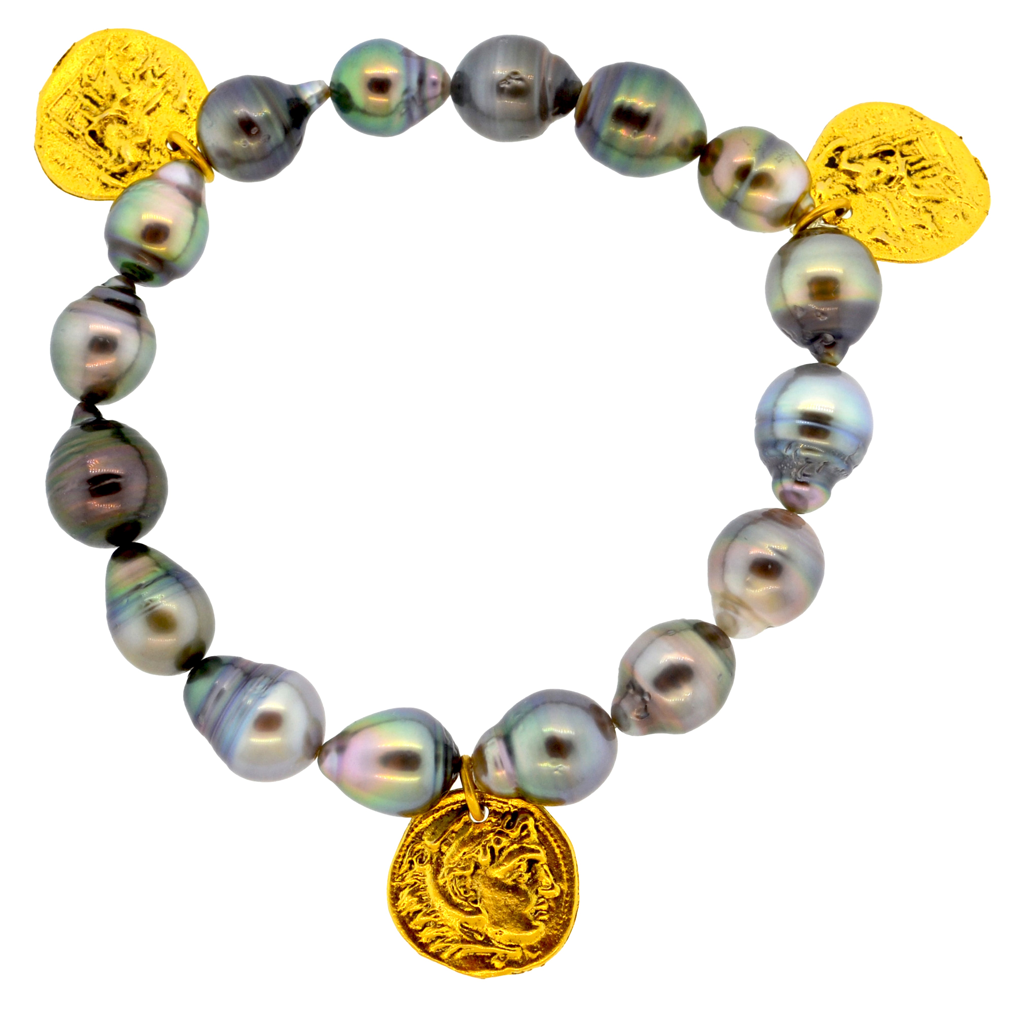 Tahitian Pearl Ancient Coin Bracelet