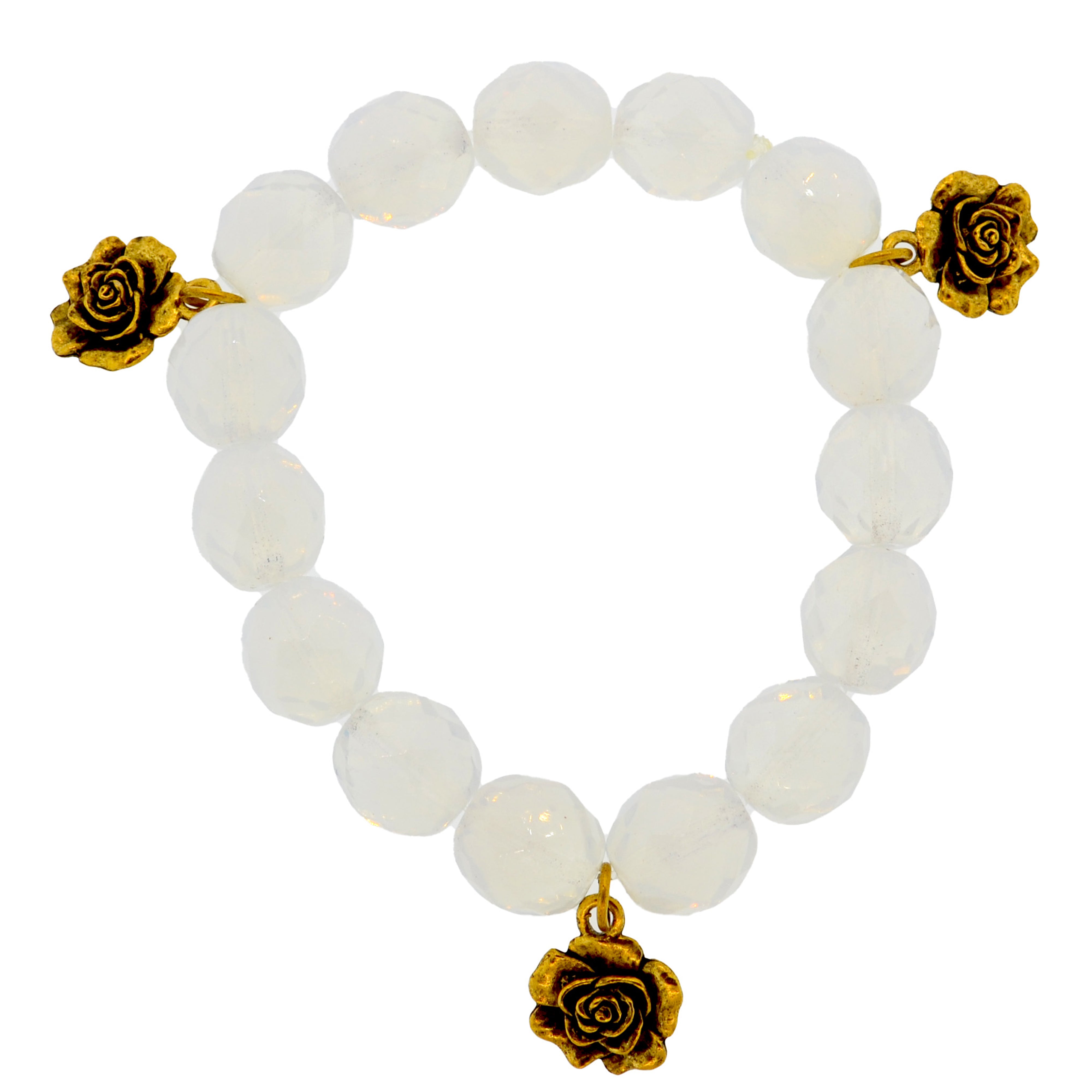 Milky White Rose Botanical Bracelet