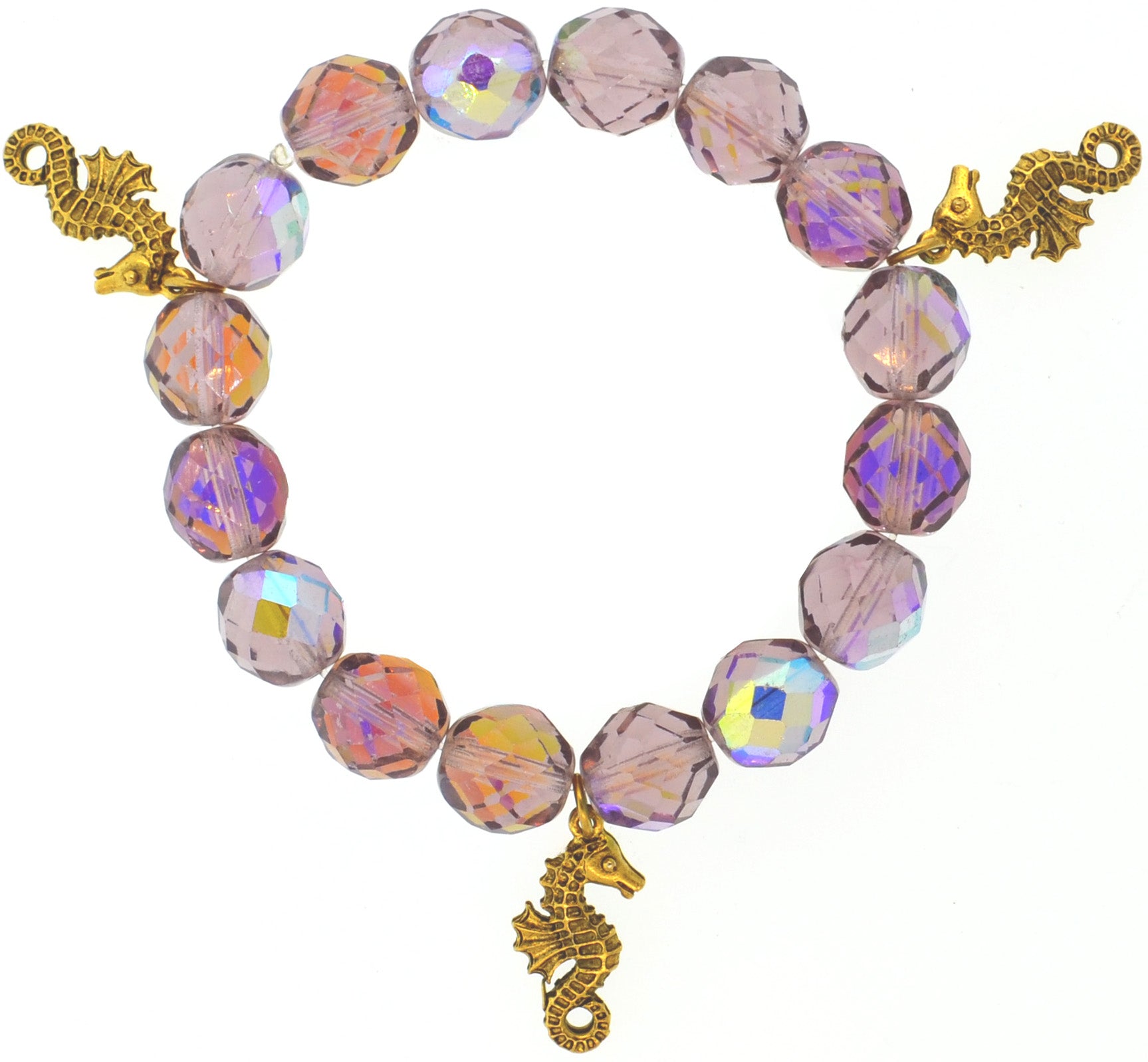 Iridescent Lavender Sea Horse Bracelet