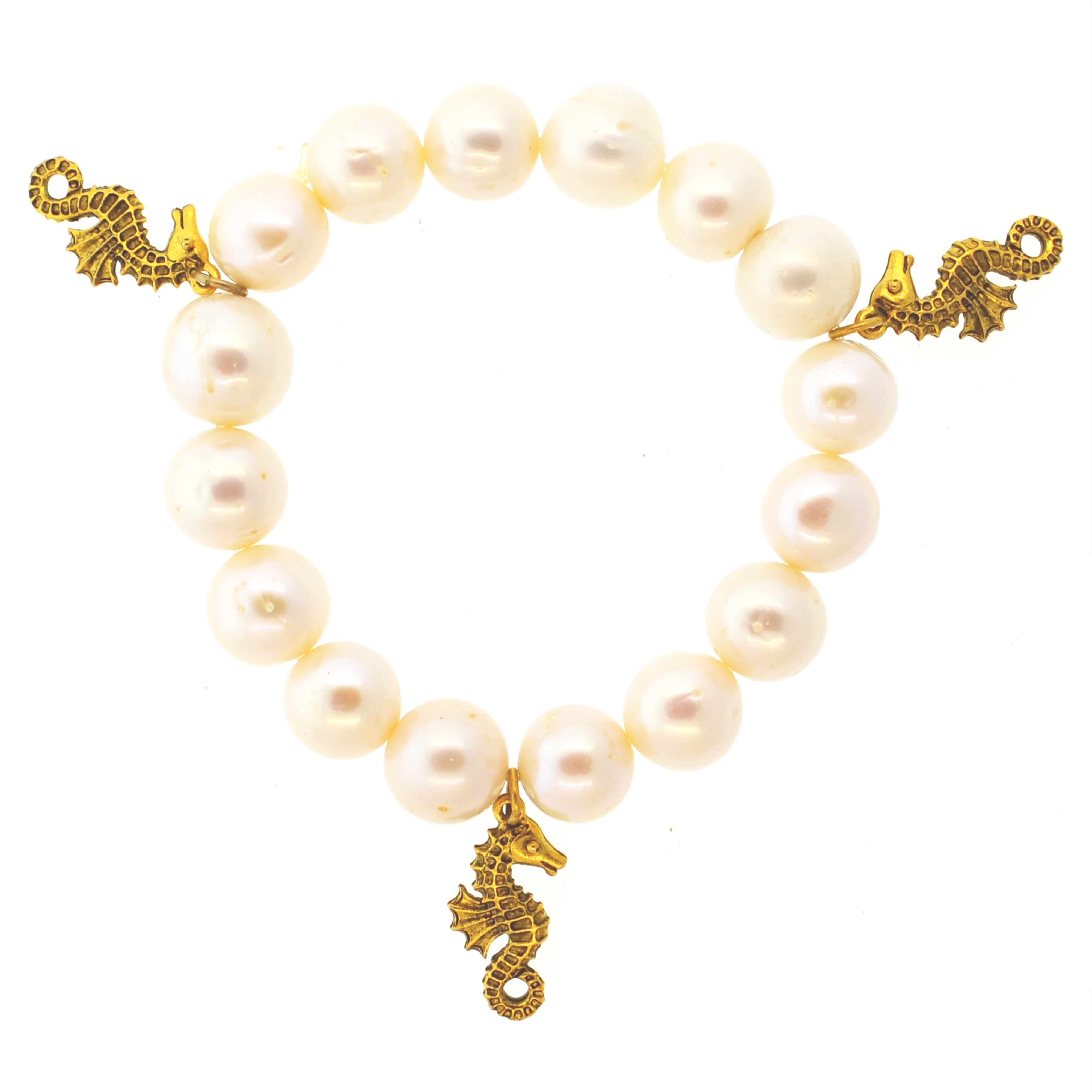 White Pearl Galapagos Sea Horse Bracelet