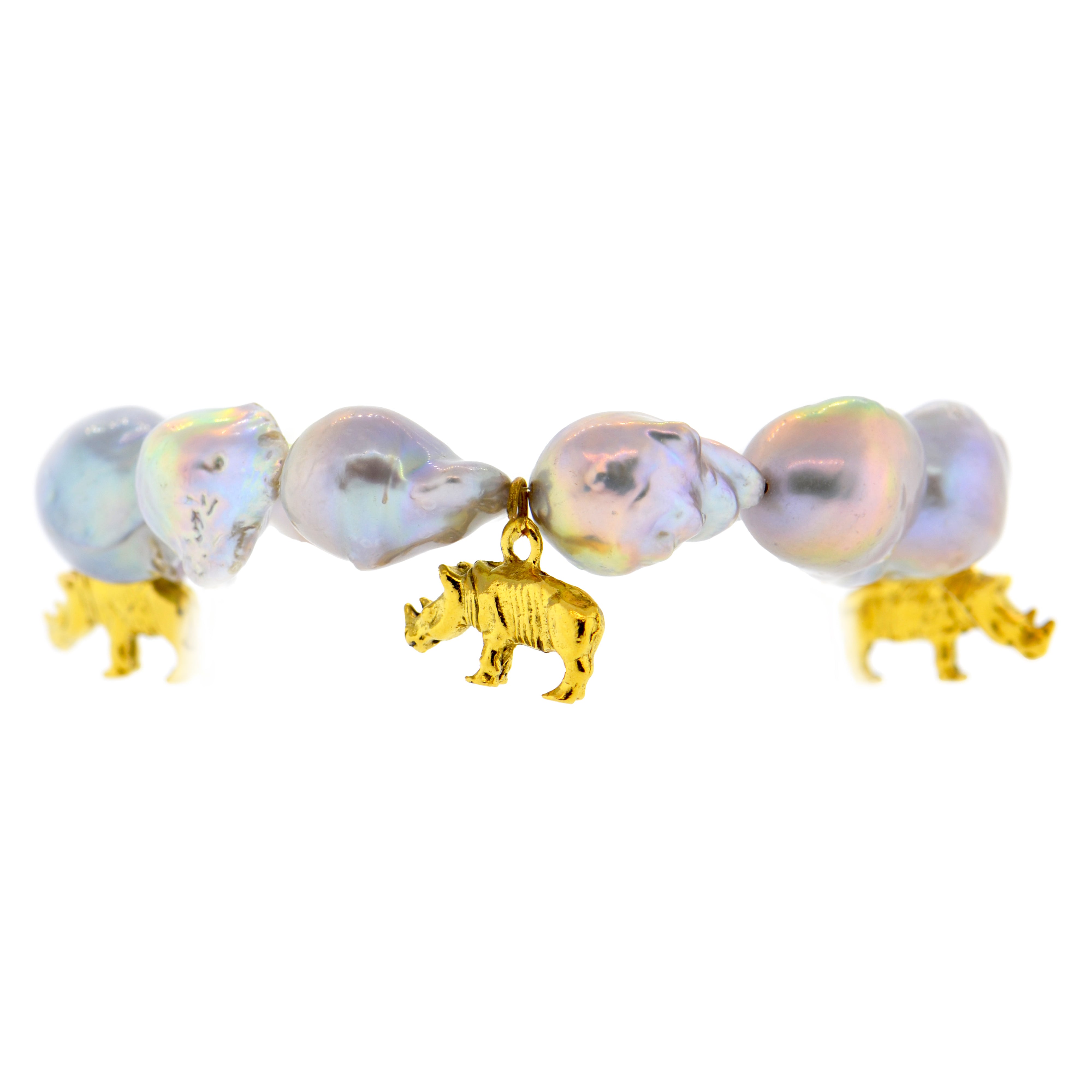 Grey Baroque Pearl Rhino Bracelet