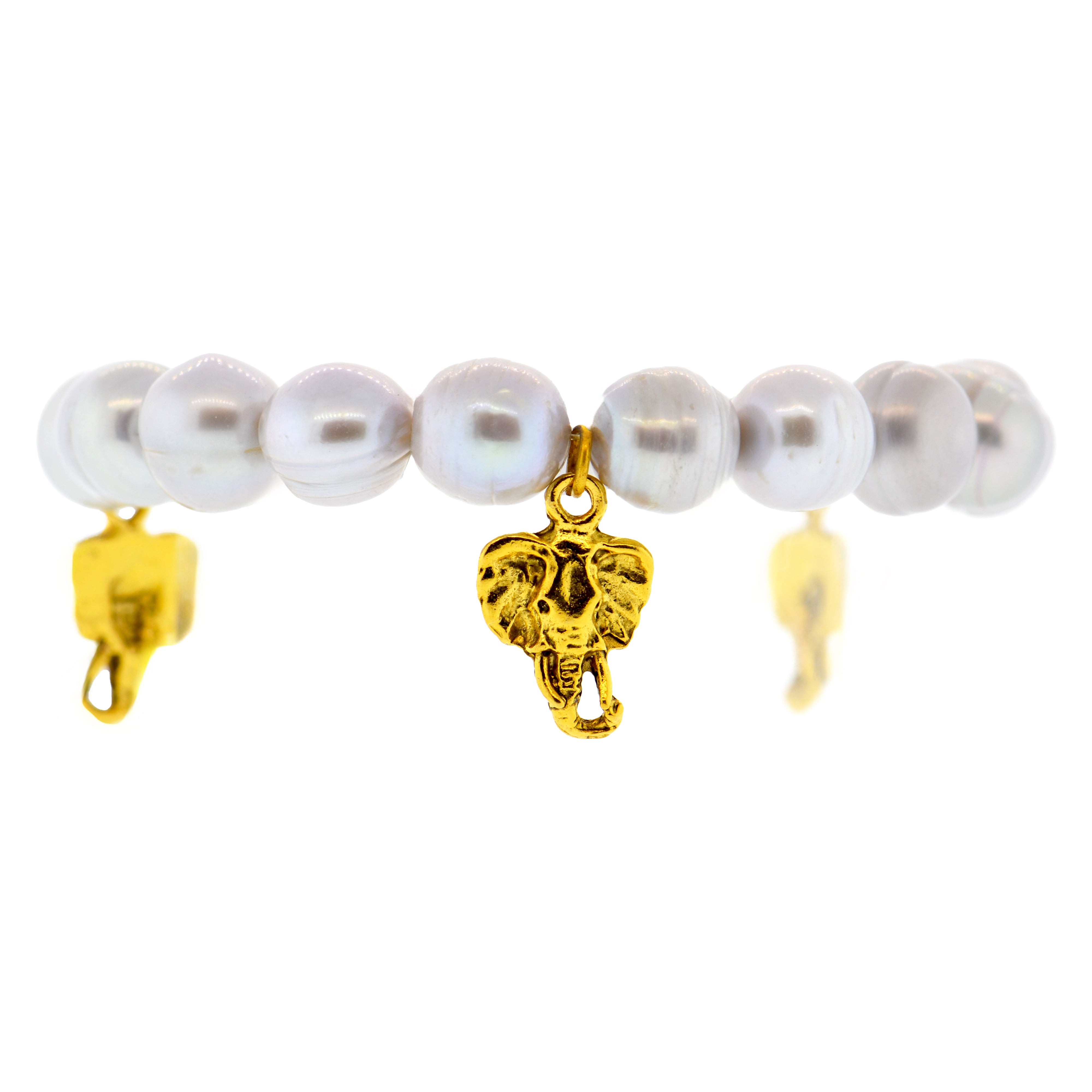 Grey Pearl Elephant Bracelet