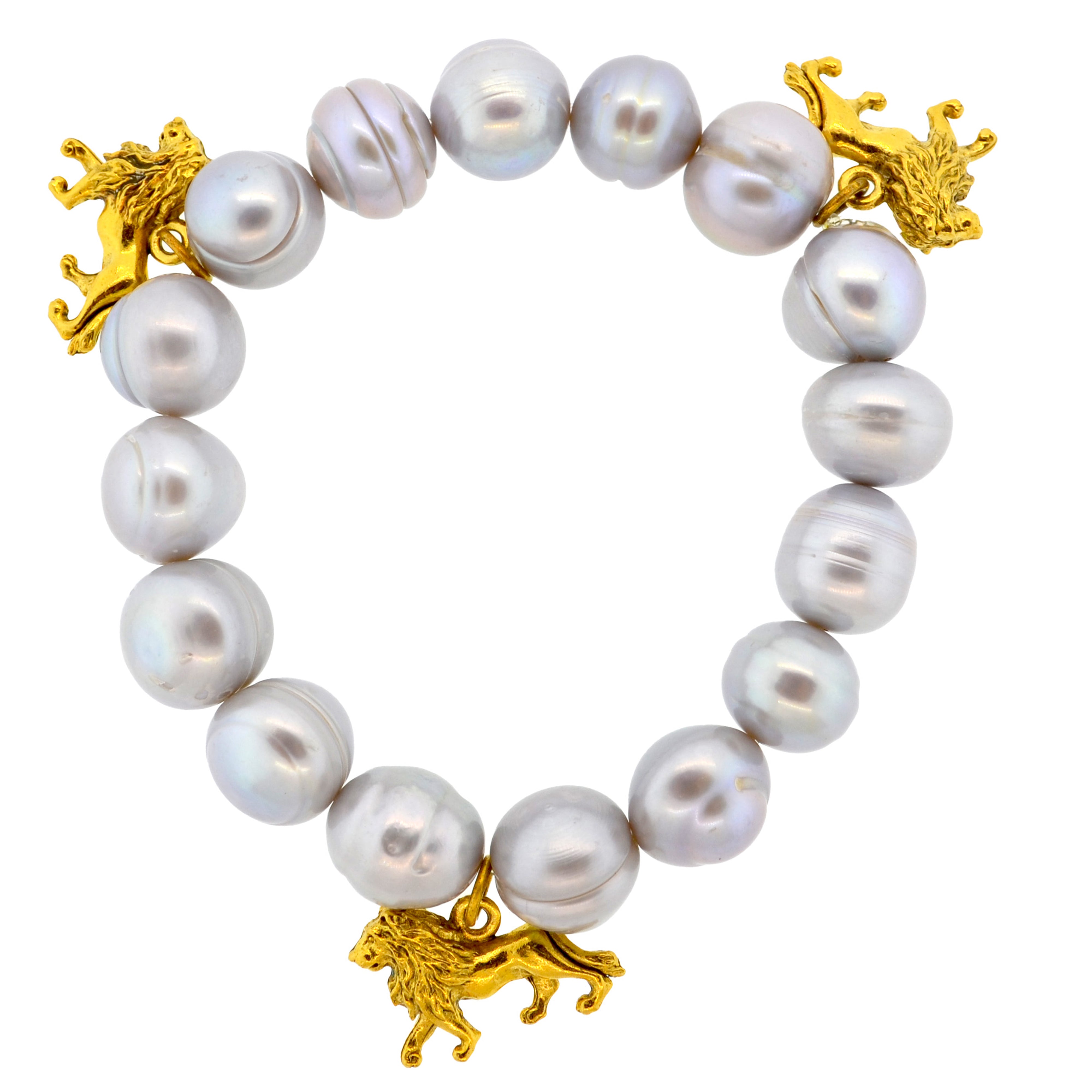 Grey Pearl Lion Bracelet