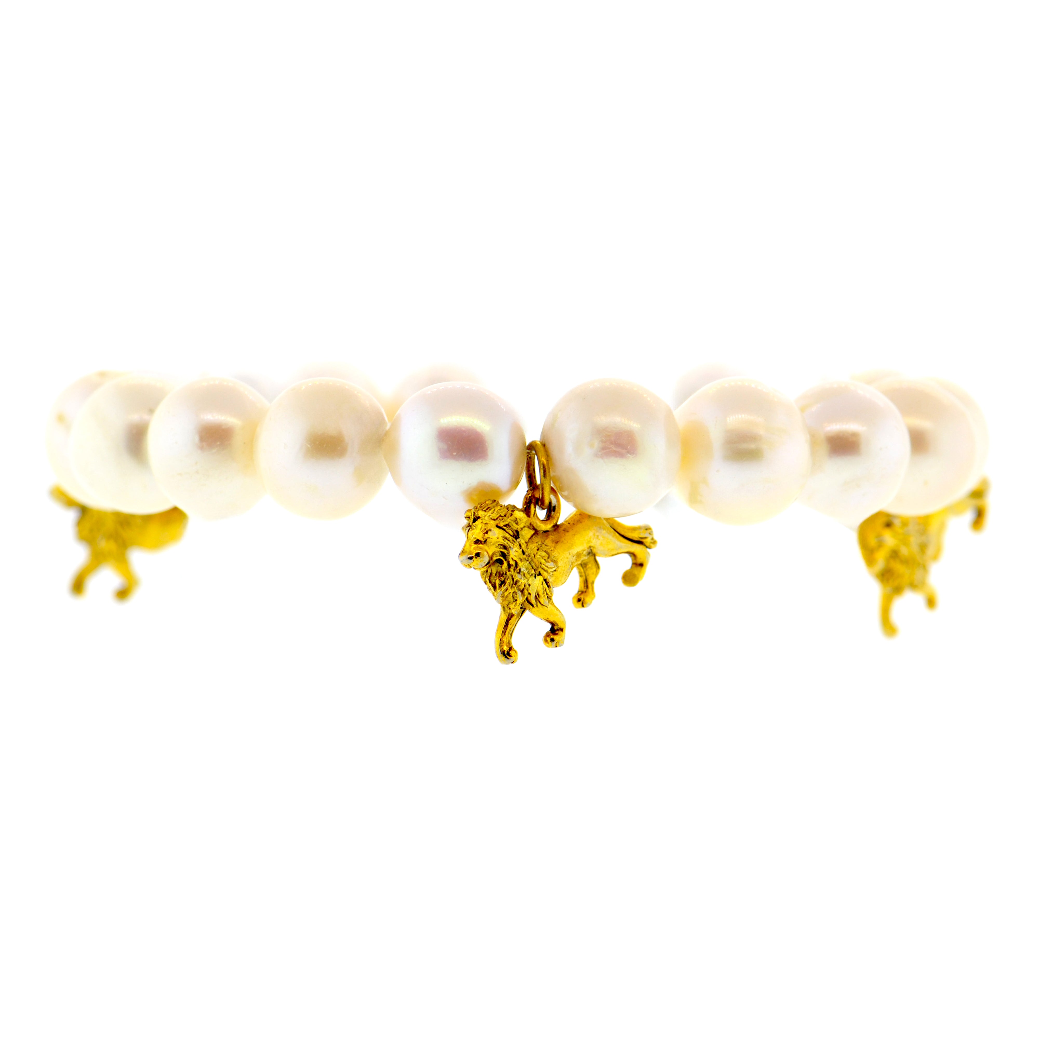 White Pearl Lion Bracelet