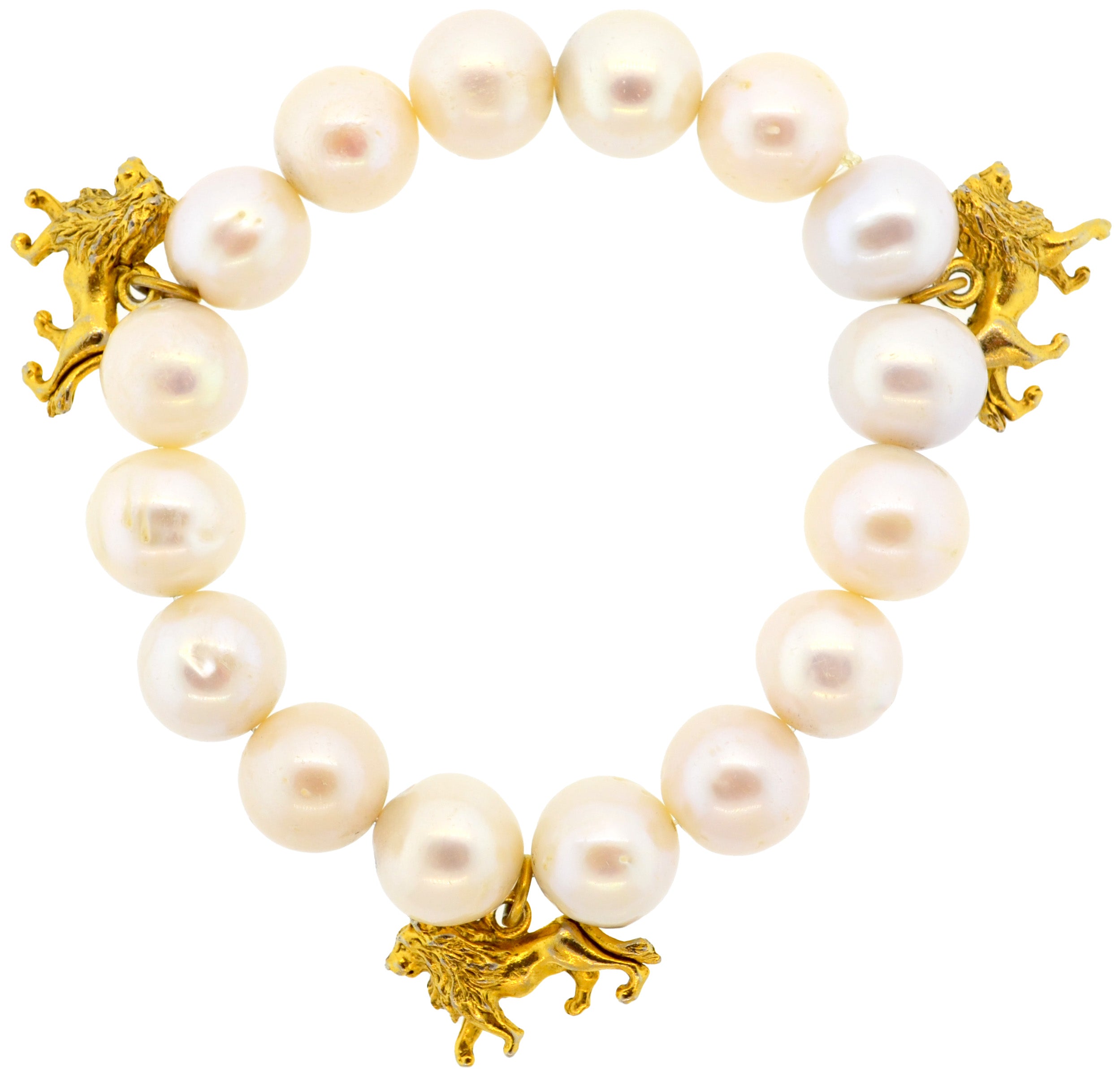 White Pearl Lion Bracelet