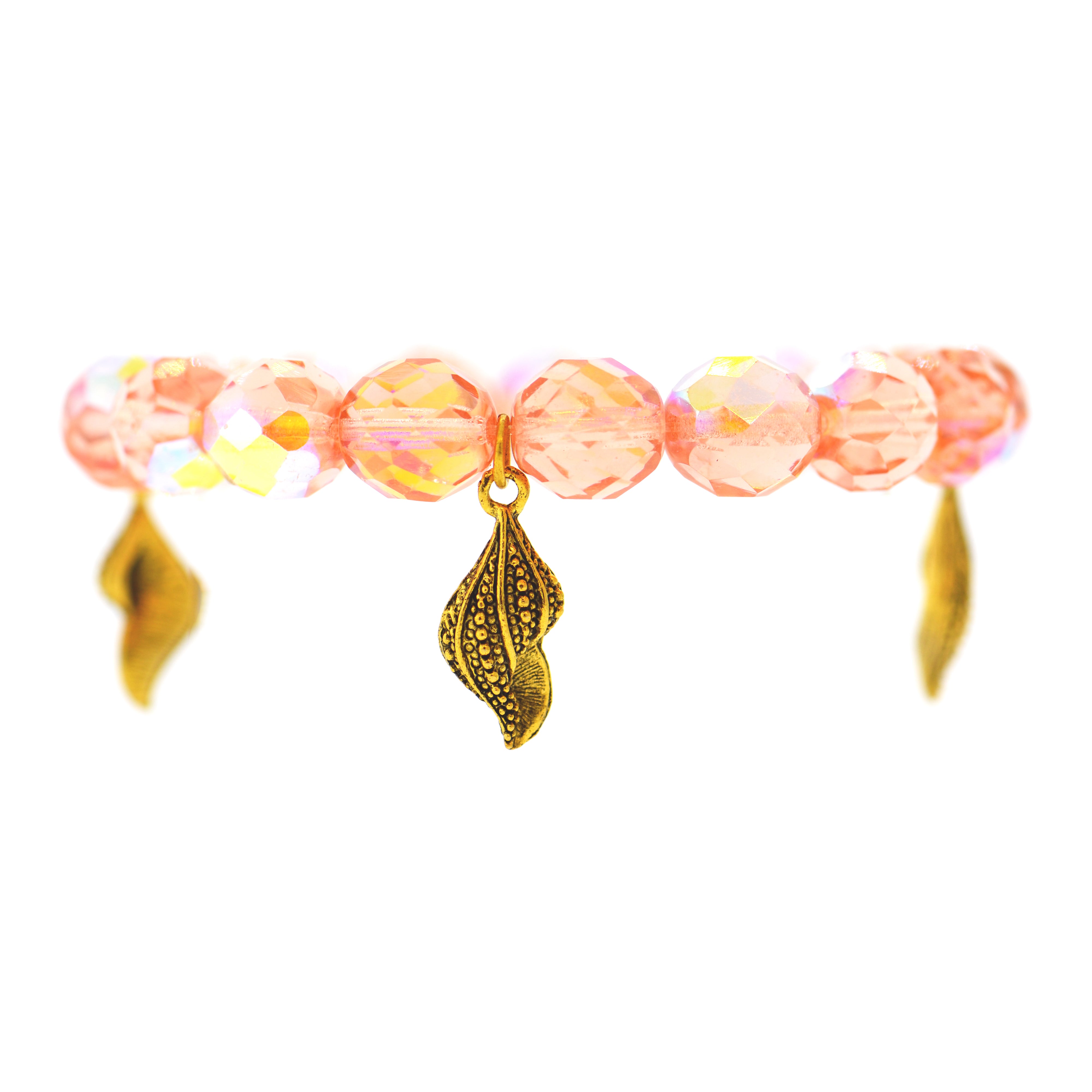 Iridescent Rose Peach Galapagos Conch Shell Bracelet
