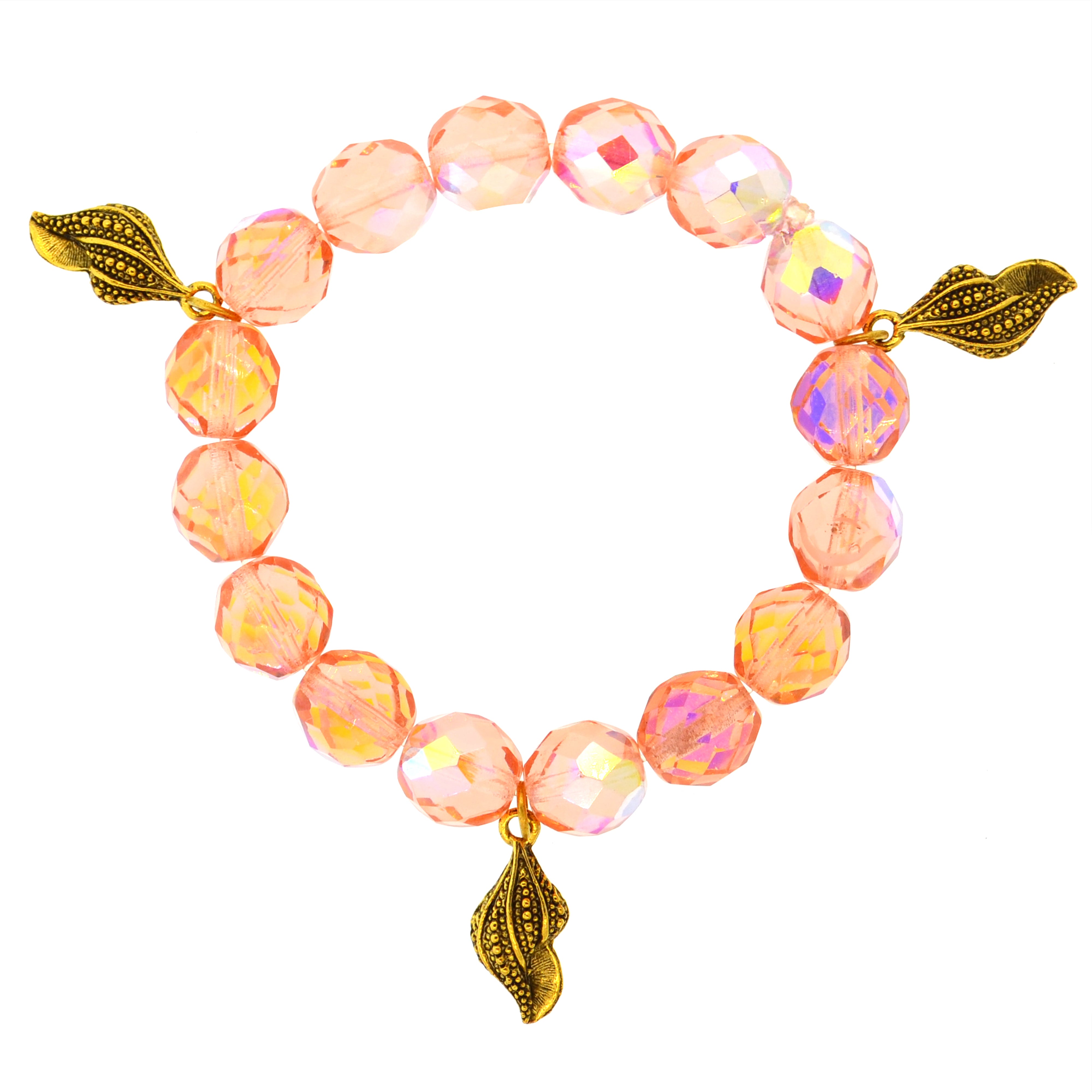 Iridescent Rose Peach Galapagos Conch Shell Bracelet