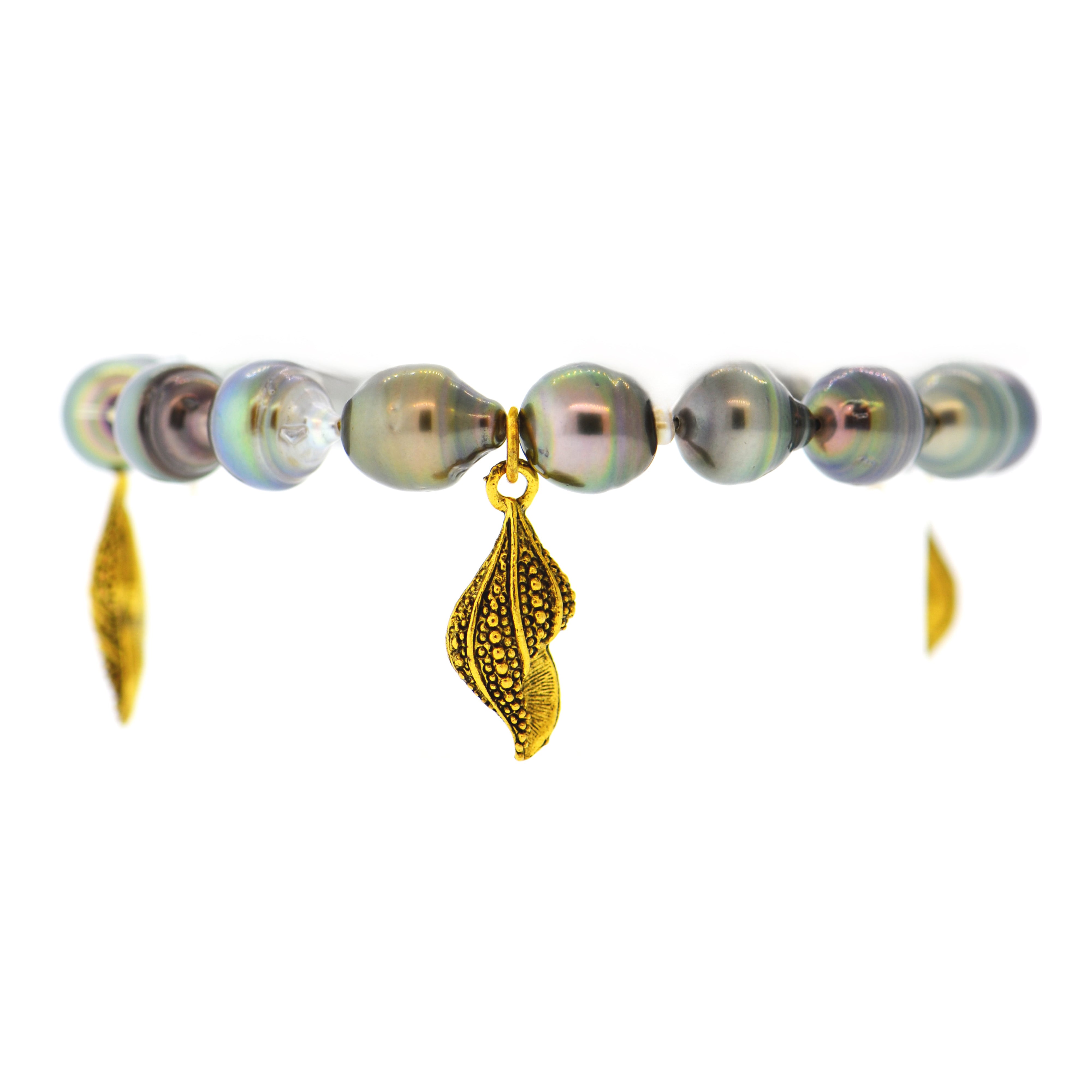 Tahitian Pearl Galapagos Conch Shell Bracelet