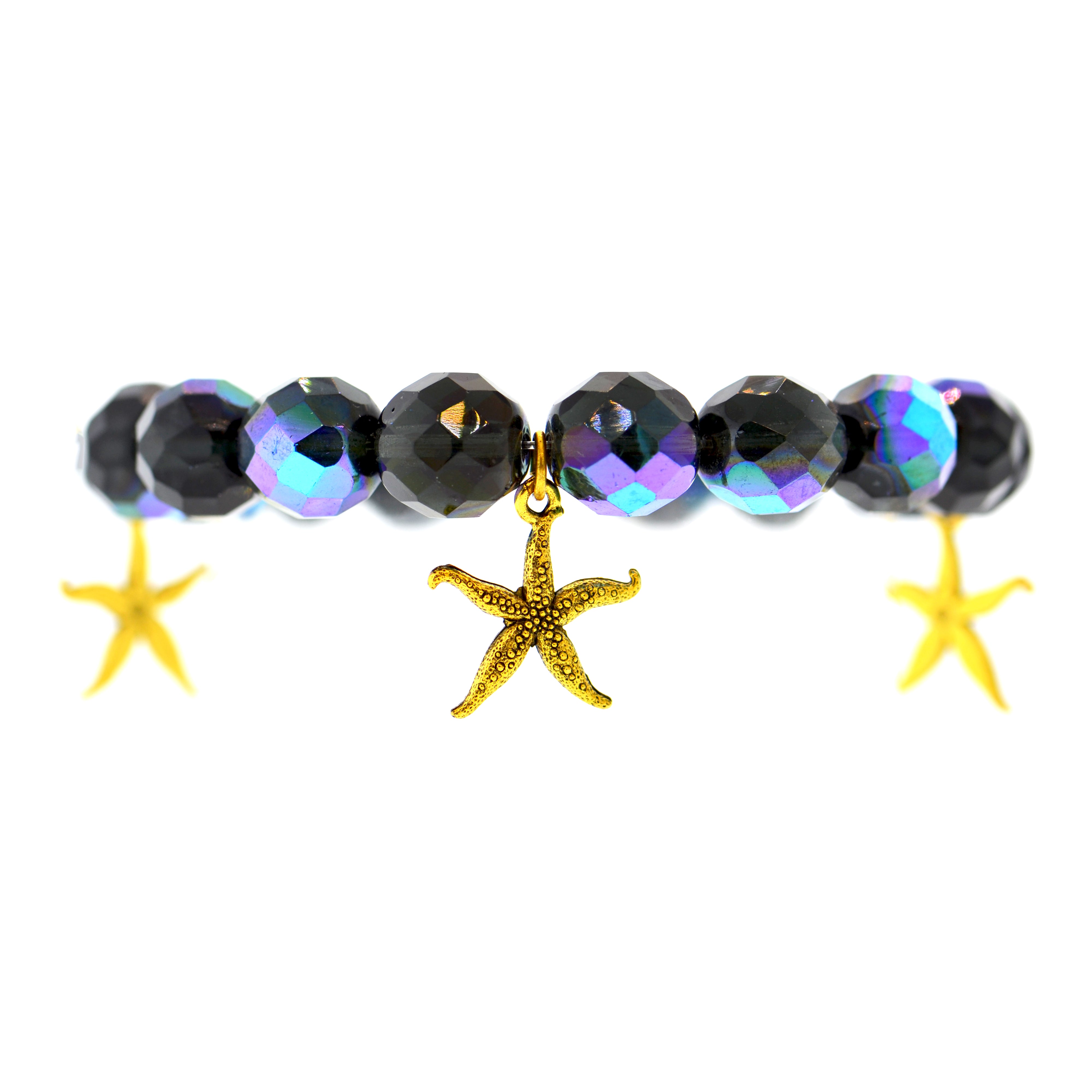 Iridescent Blue-Black Galapagos Starfish Bracelet