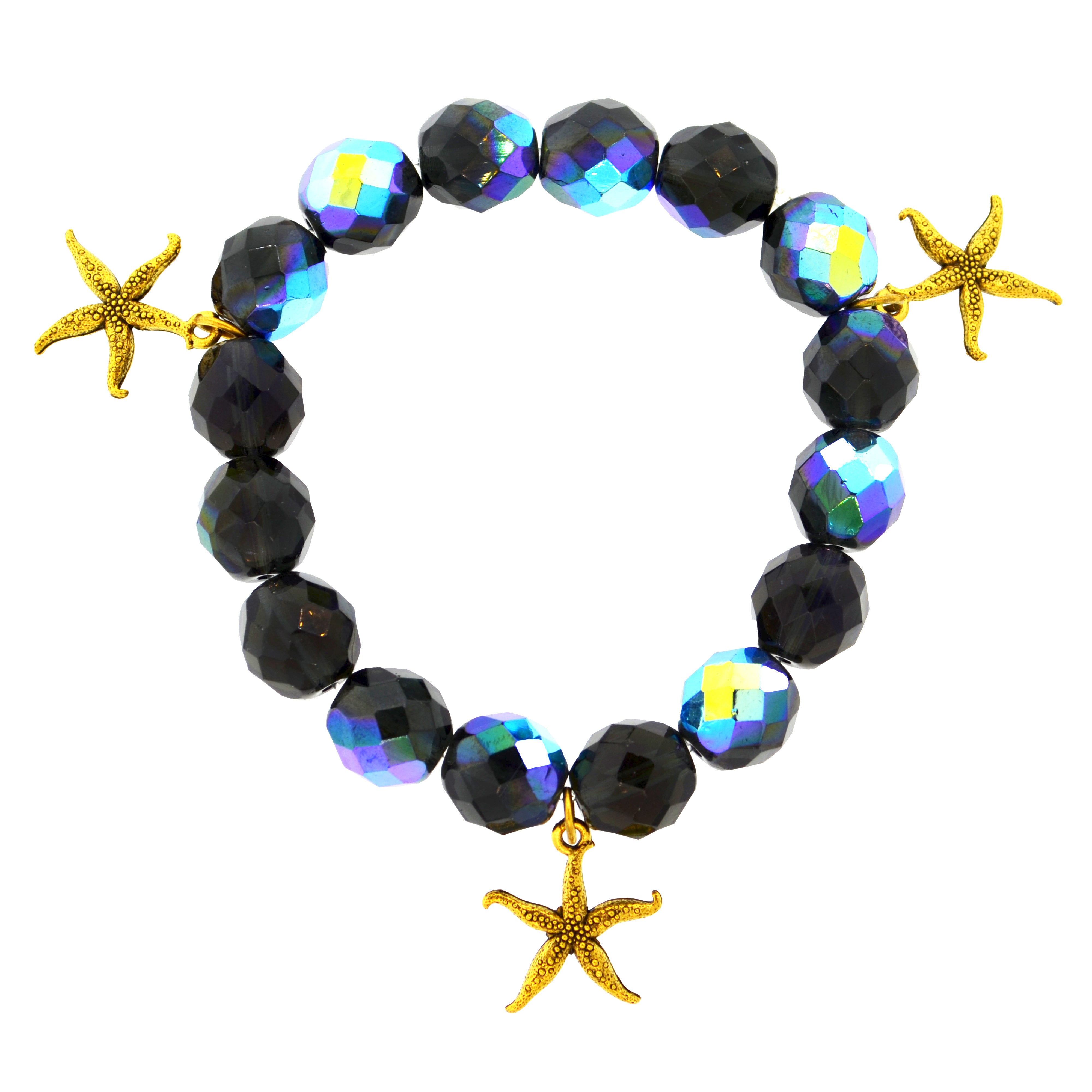 Iridescent Blue-Black Galapagos Starfish Bracelet