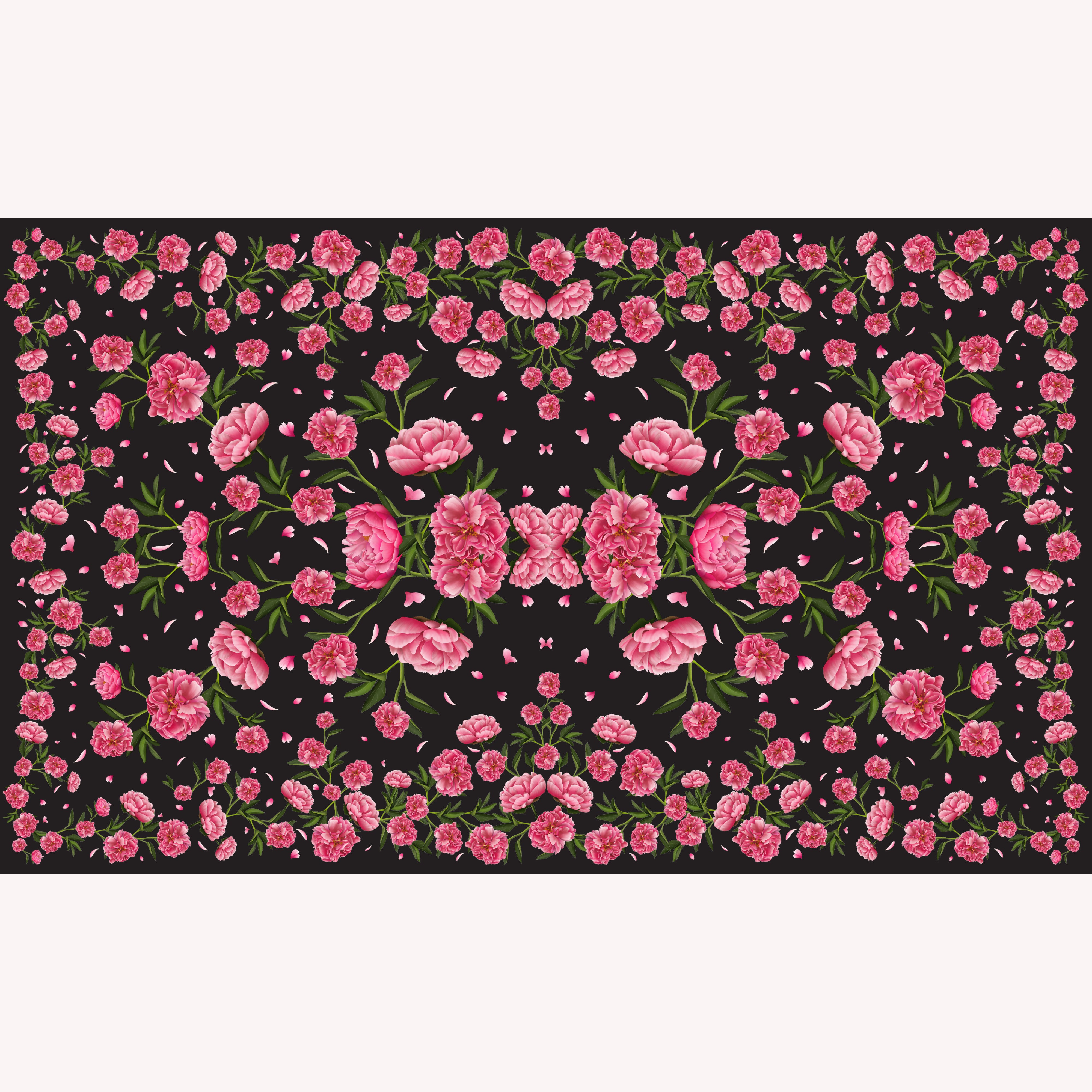 Peony 100% Cashmere Scarf in Black