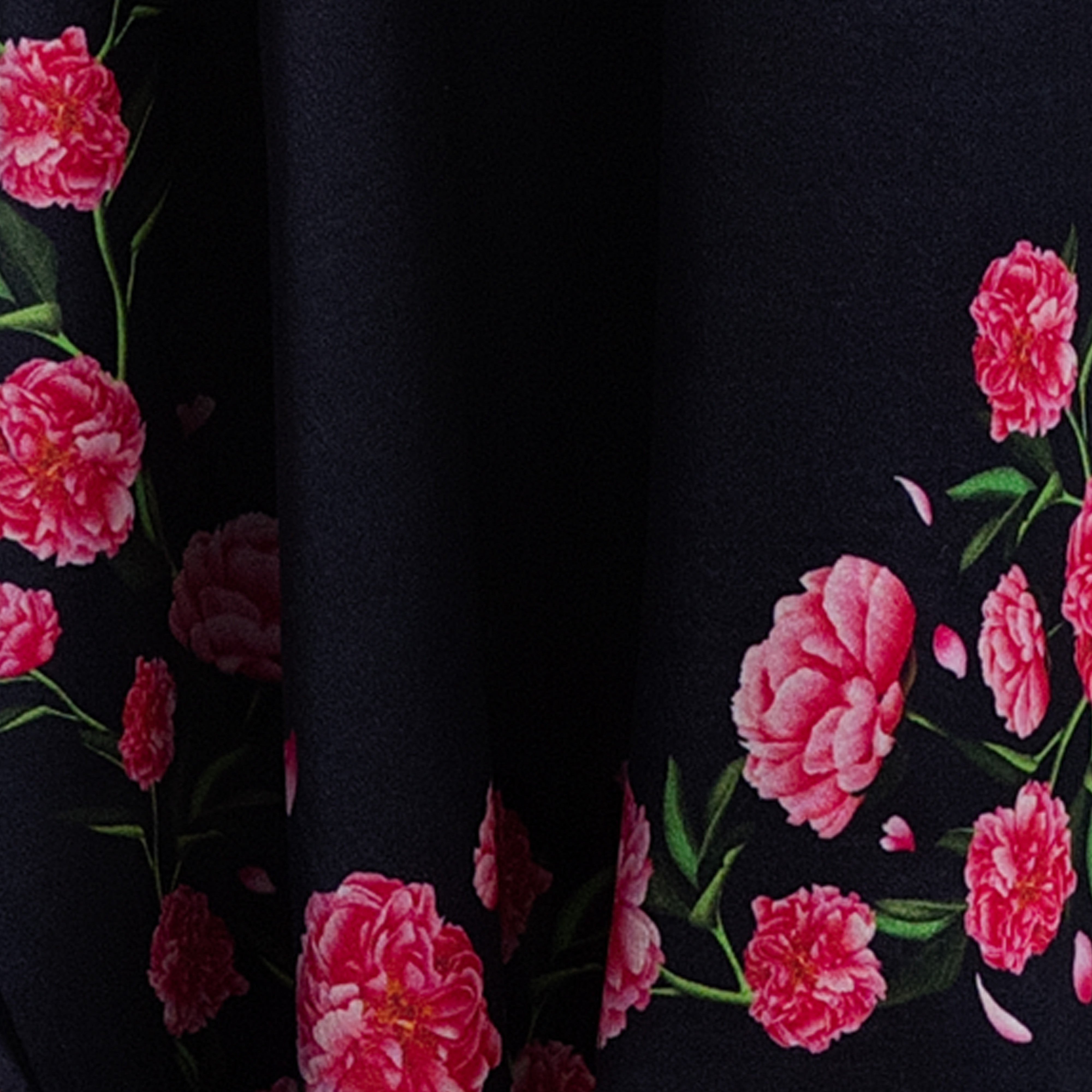 Peony Silk Caftan in Black