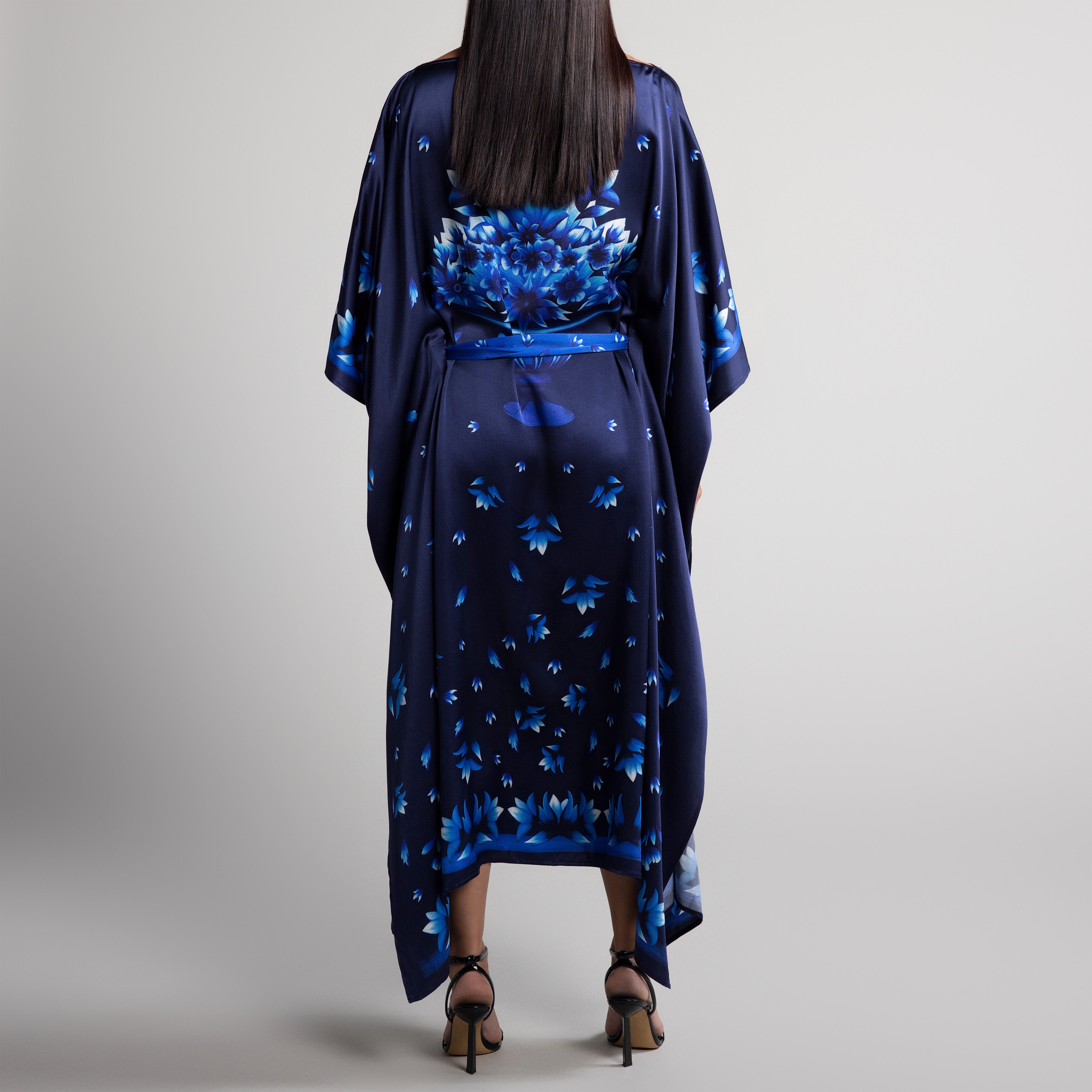 Azul Silk Caftan in Navy Blue