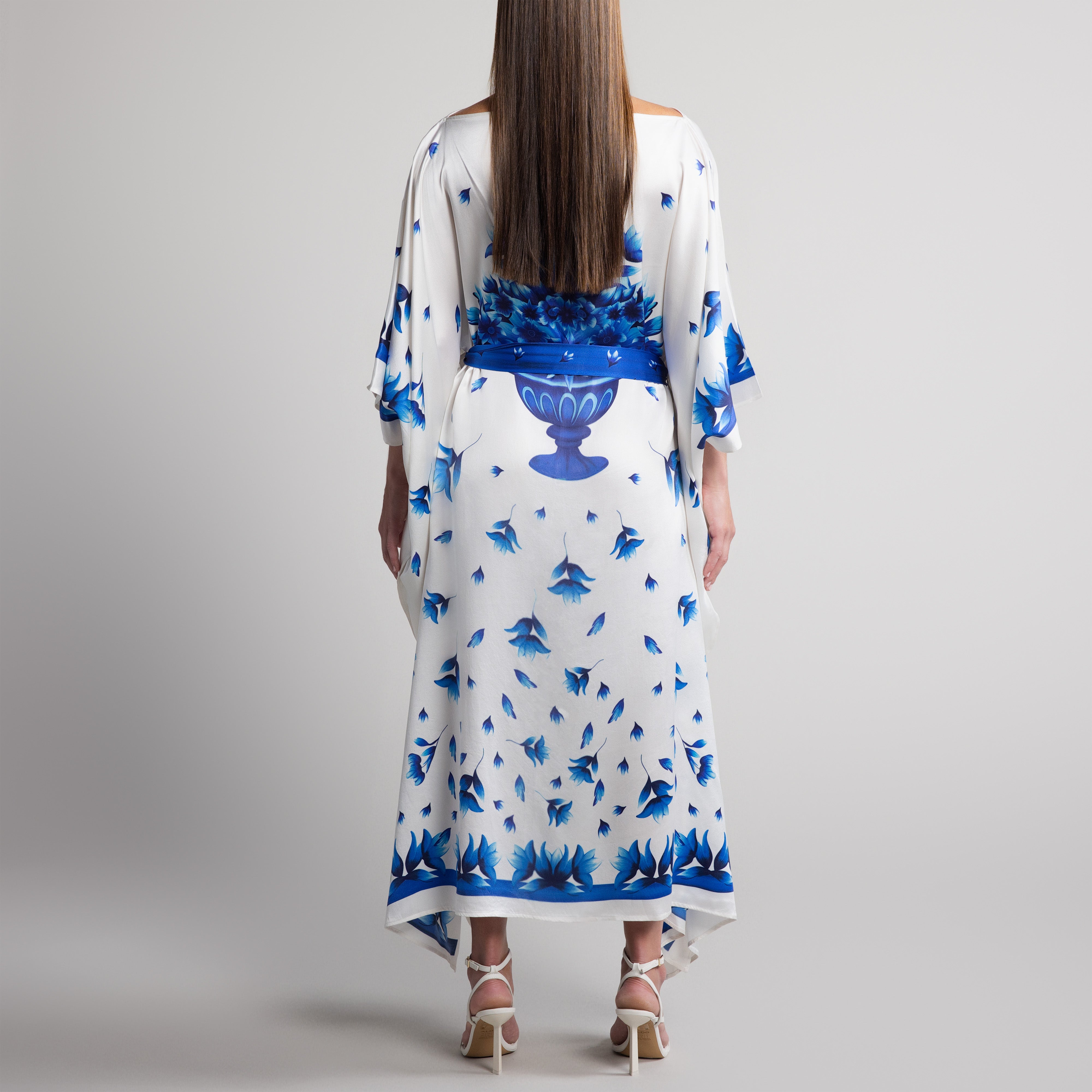 Azul Silk Caftan in White