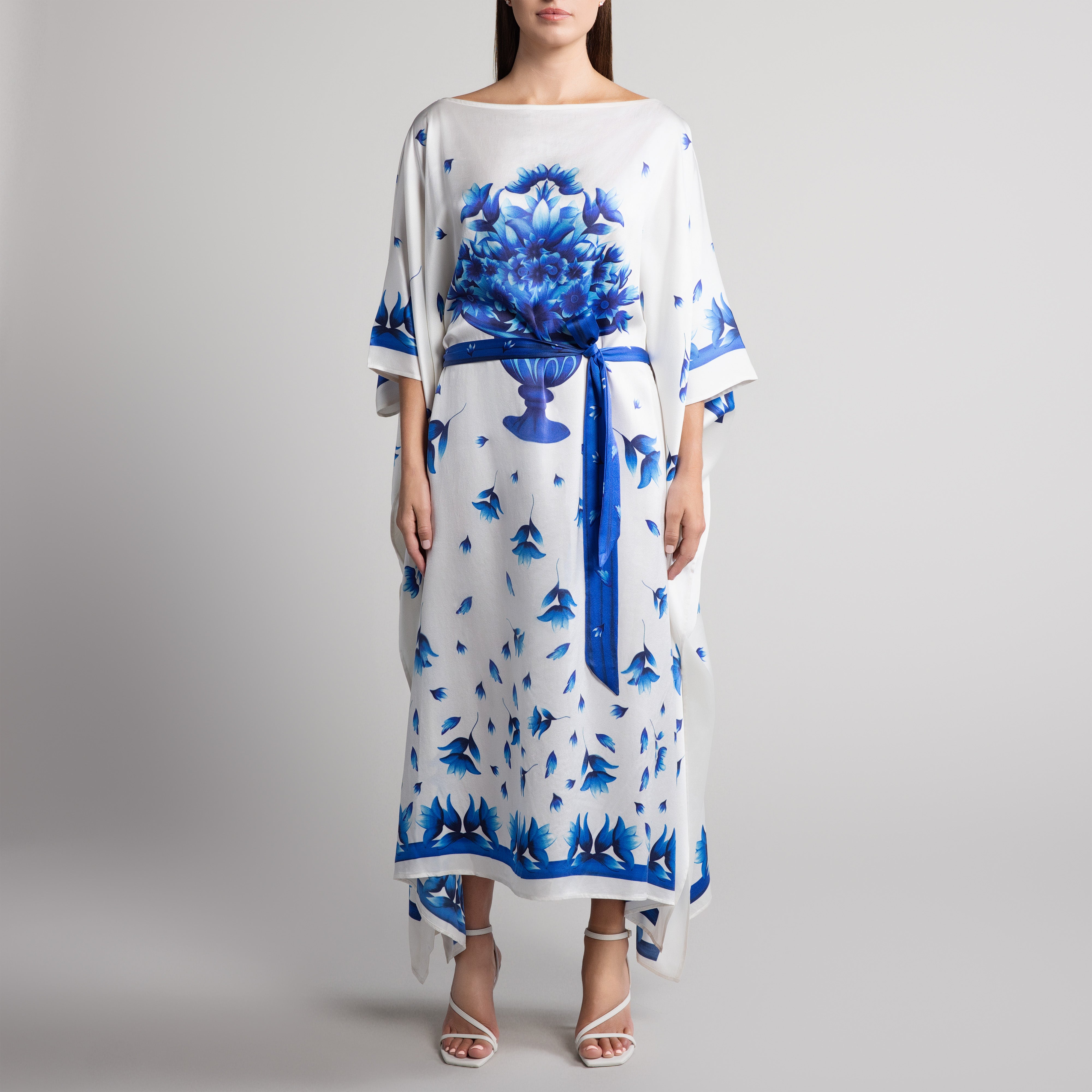 Azul Silk Caftan in White