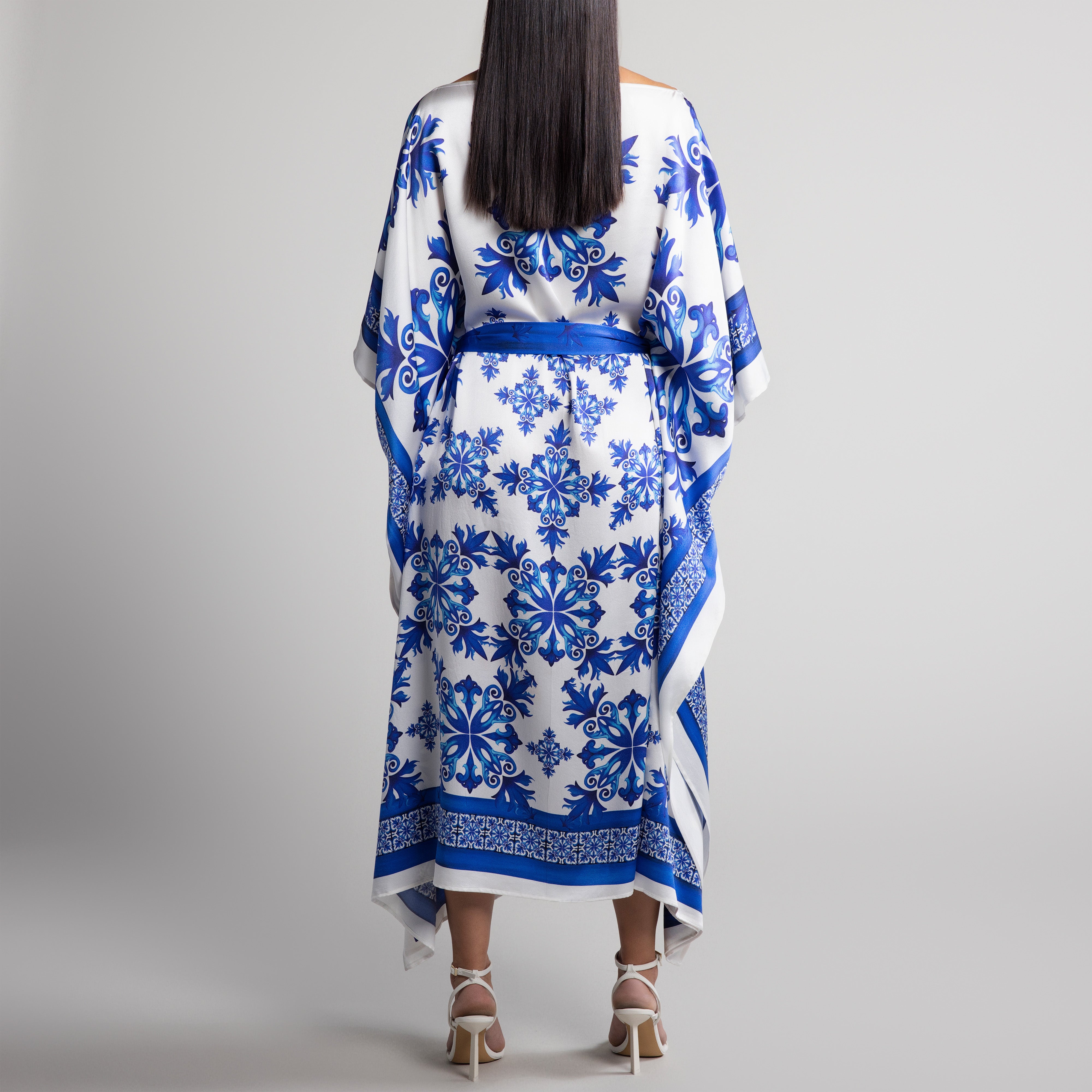 Porto Silk Caftan in White