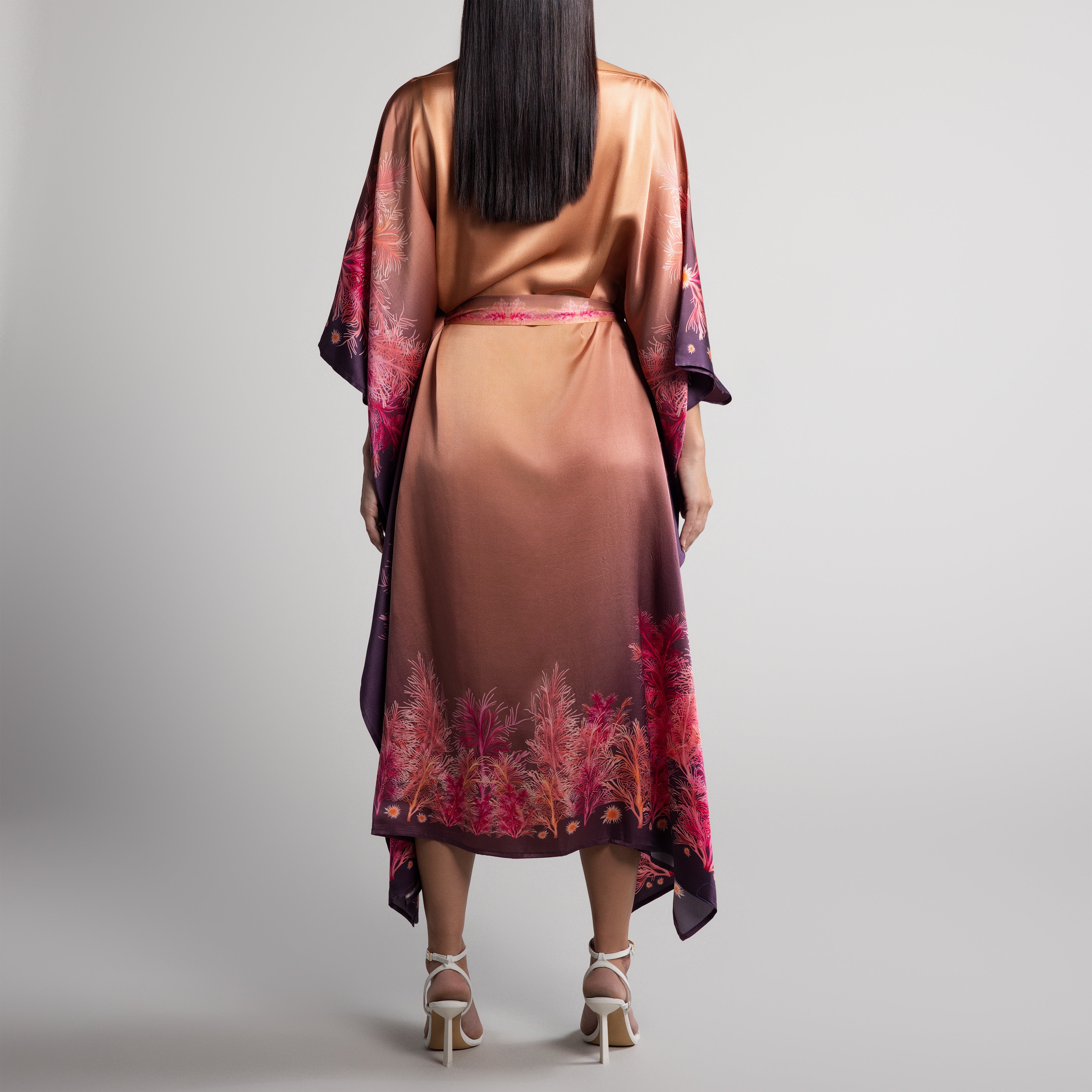 Galapagos Silk Caftan in Brown Ombré