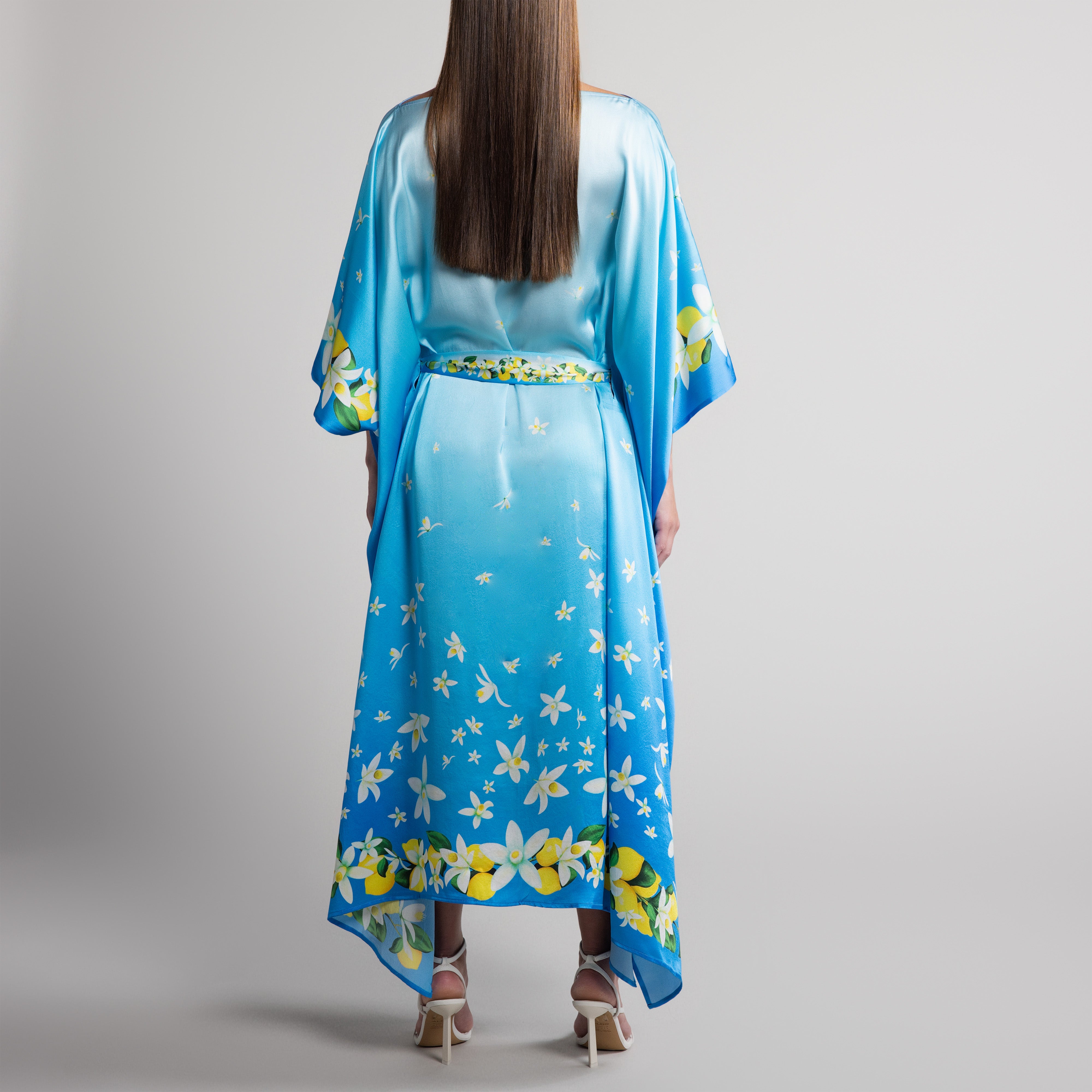 Capri Silk Caftan in Sky Blue